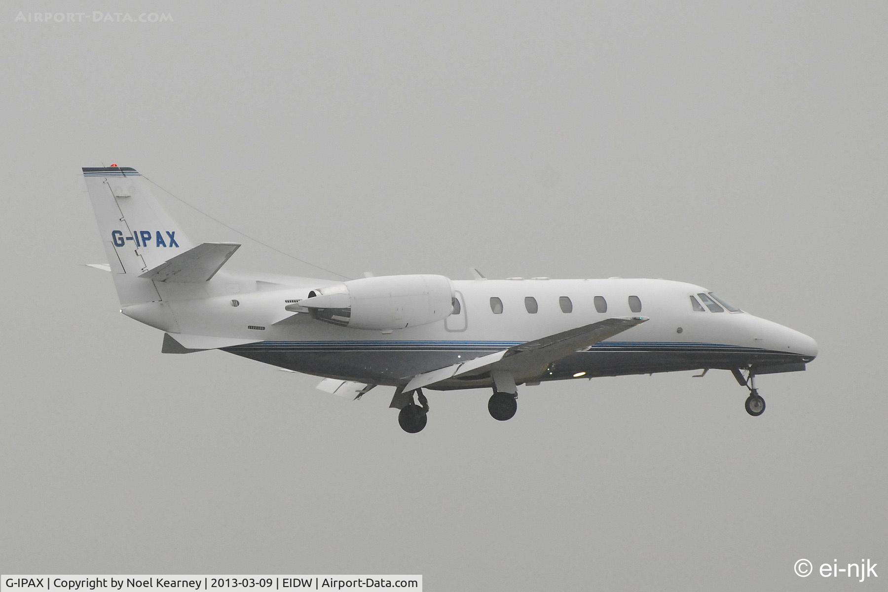 G-IPAX, 2002 Cessna 560XL Citation Excel C/N 560-5228, Landing Rwy 10 at Dublin in the rain..
