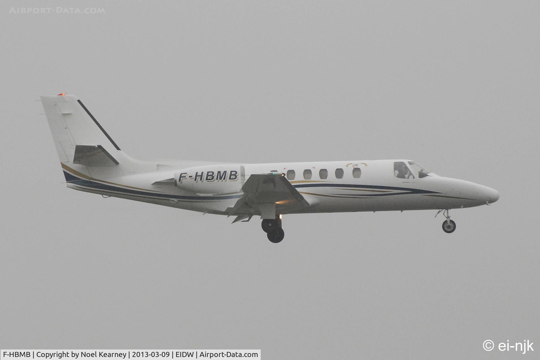 F-HBMB, 1982 Cessna 550 Citation II C/N 550-0324, Landing Rwy 10 at Dublin in the rain..