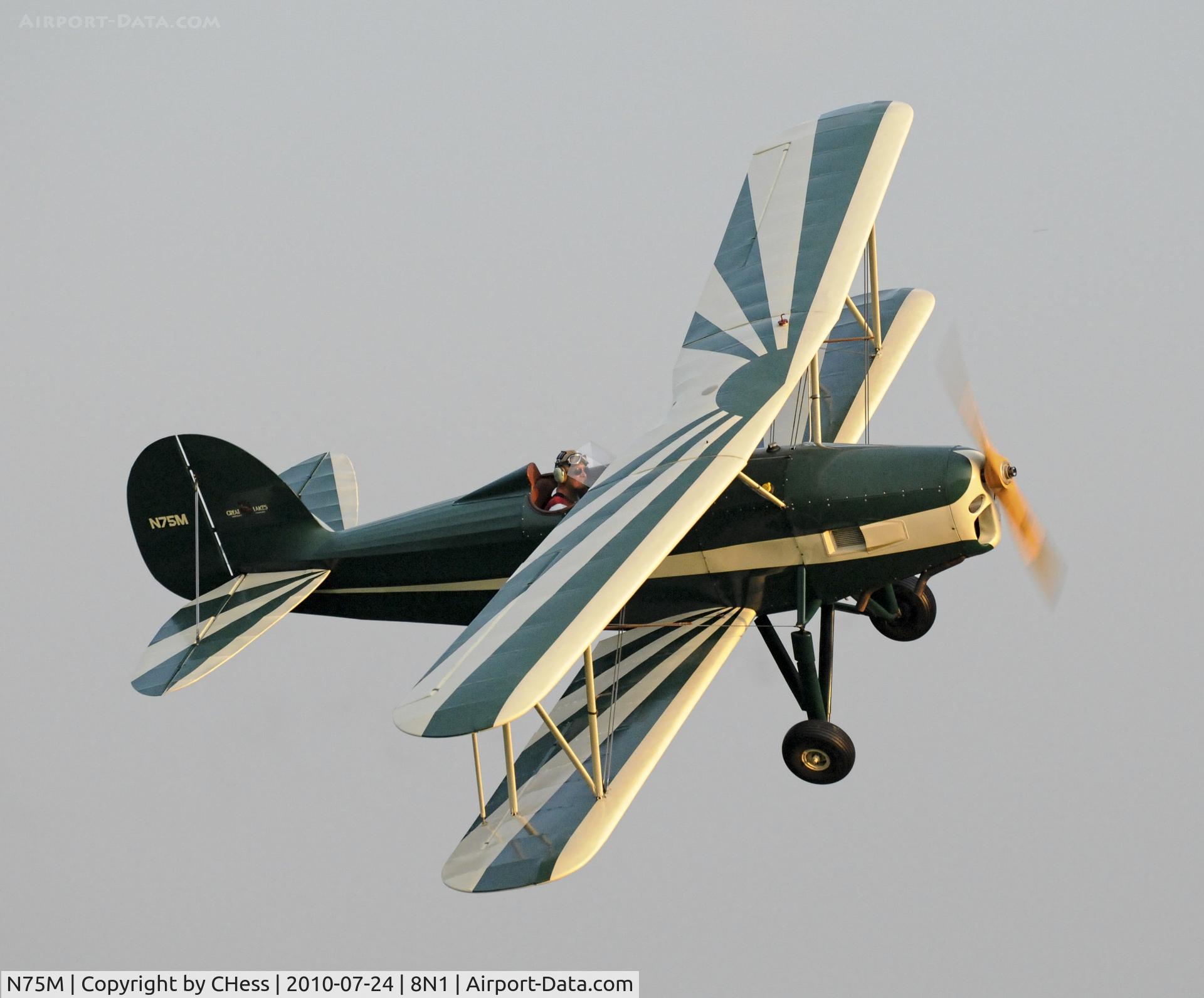 N75M, 1989 Great Lakes 2T-1A Sport Trainer C/N 6914-G-408, Photographed at Golden Age Air Museum's Sunset Flights event.
