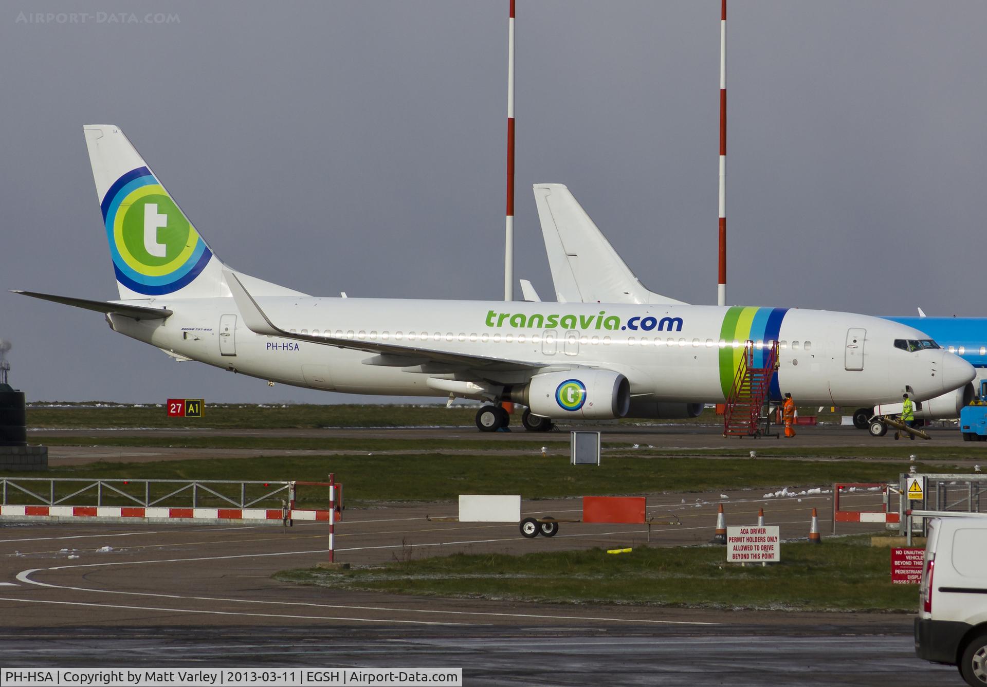 PH-HSA, 2009 Boeing 737-8K2 C/N 34171, Sat on stand.
