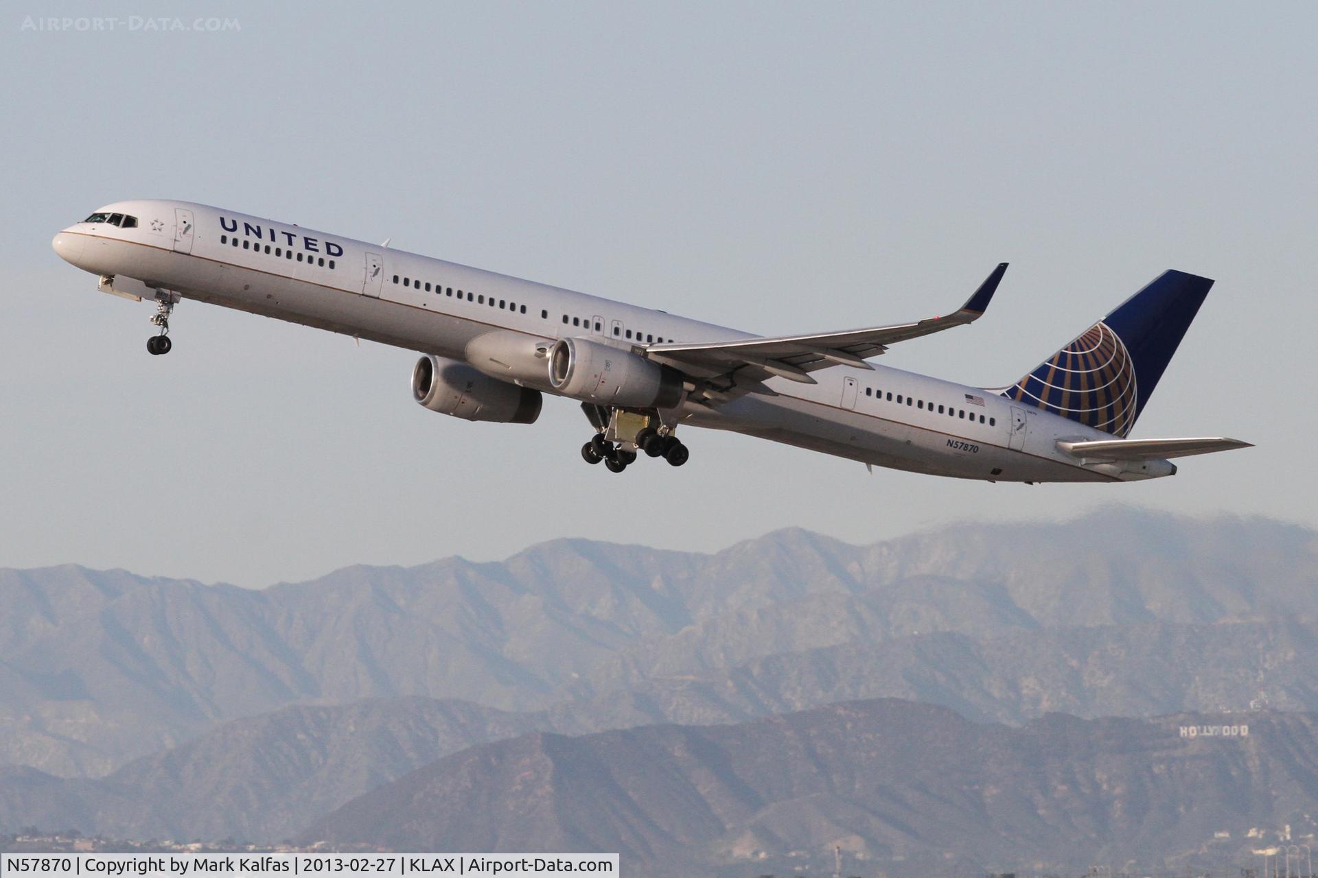N57870, 2003 Boeing 757-33N C/N 33525, United Airlines Boeing 757-33N, UAL1583 departing 25R KLAX on a flight PHOG/OGG - Kahului Maui.
