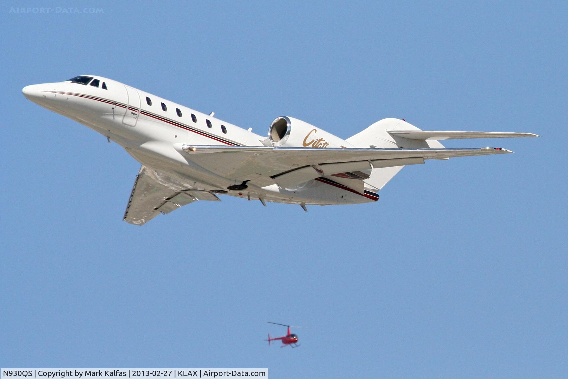 N930QS, 2000 Cessna 750 Citation X C/N 750-0130, NETJETS Cessna 750, departing RWY 25L KLAX on a trip to Lynden Pindling International Airport -Nassau, Bahamas/MYNN.
