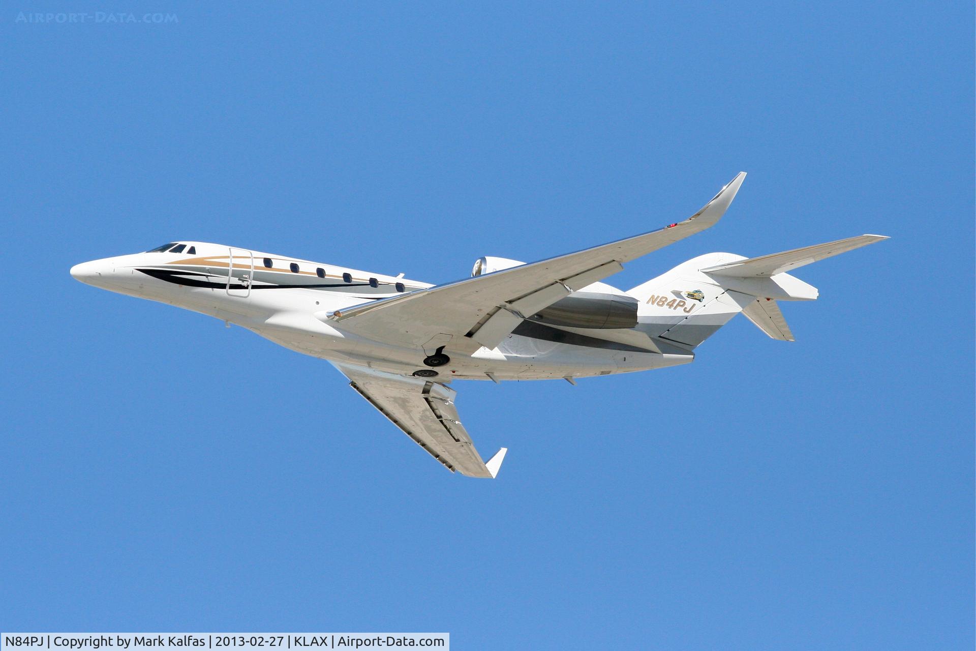 N84PJ, 1998 Cessna 750 Citation X C/N 750-0048, Papa John's Citation X, departing RWY 25L KLAX enroute to it's home base at Clark Regional Airport in Jeffersonville, Indiana - KJVY.