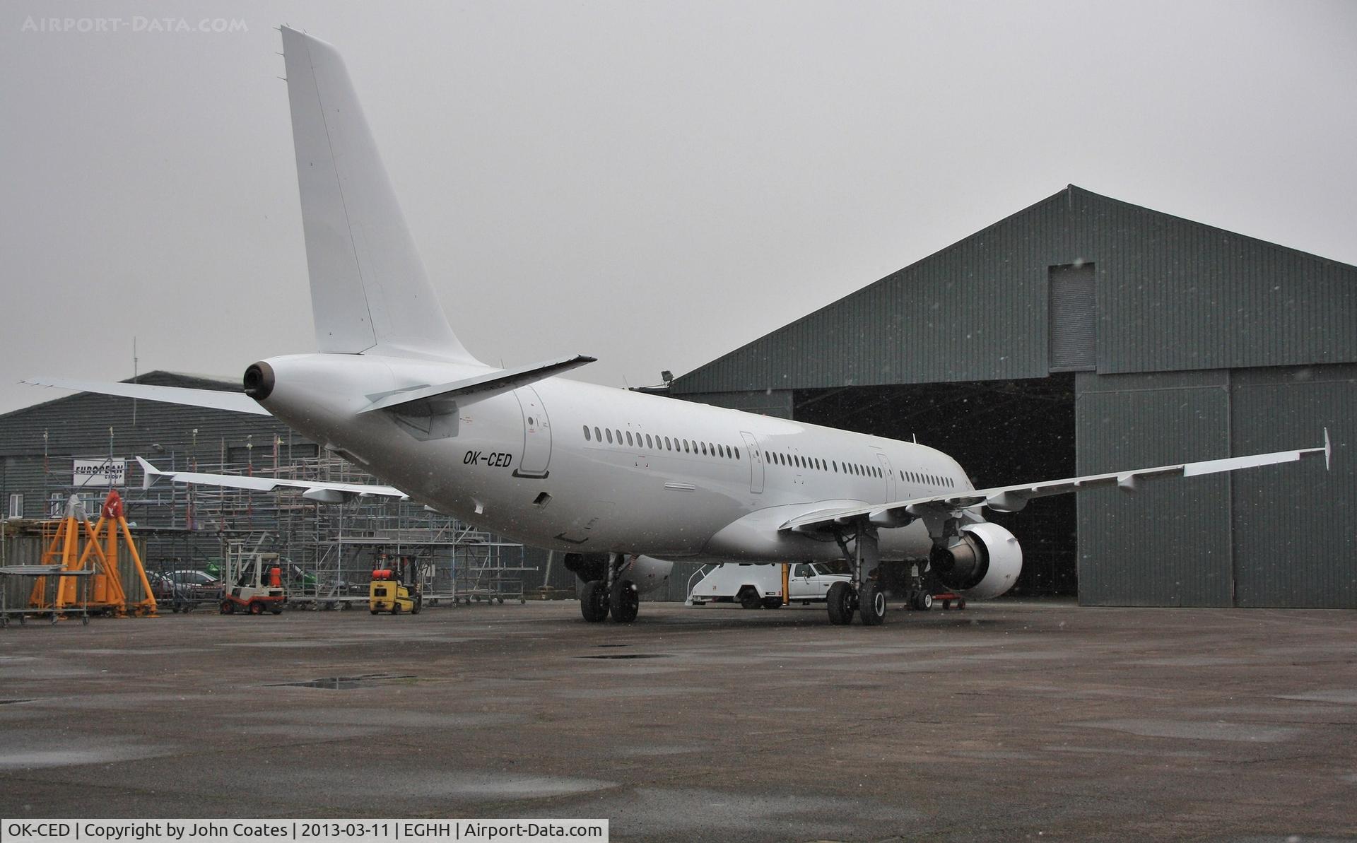 OK-CED, 1997 Airbus A321-211 C/N 684, Exits paintshop in snow with new Polar Bear colour scheme