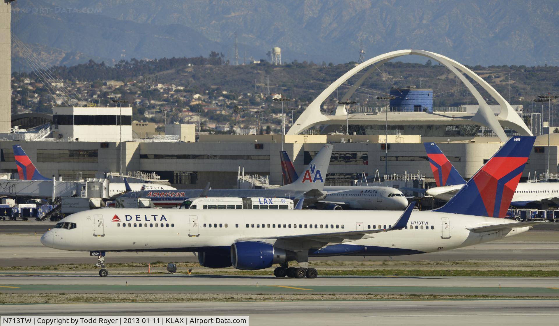 N713TW, 1997 Boeing 757-2Q8 C/N 28173, Taxiing to gate at LAX