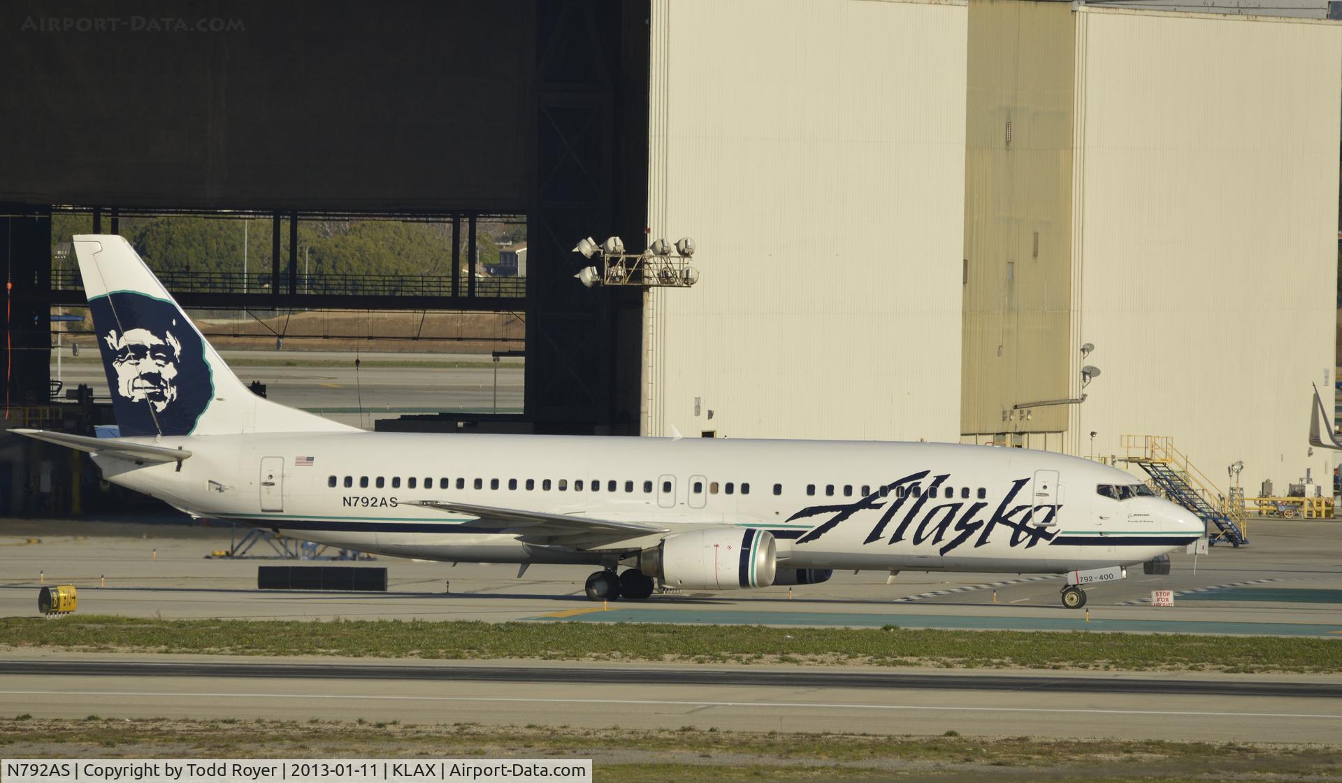 N792AS, 1997 Boeing 737-490 C/N 28887, Taxiing to gate at LAX