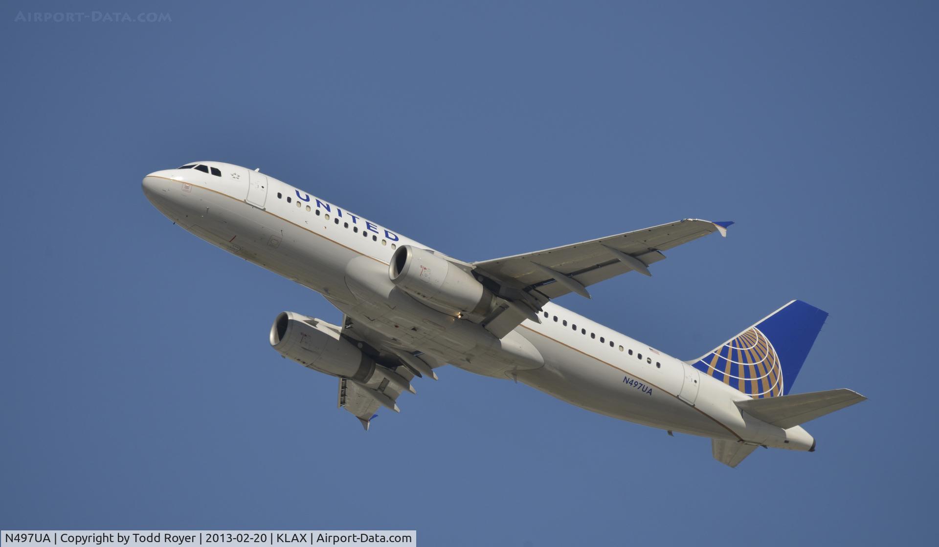 N497UA, 2002 Airbus A320-232 C/N 1847, Departing LAX