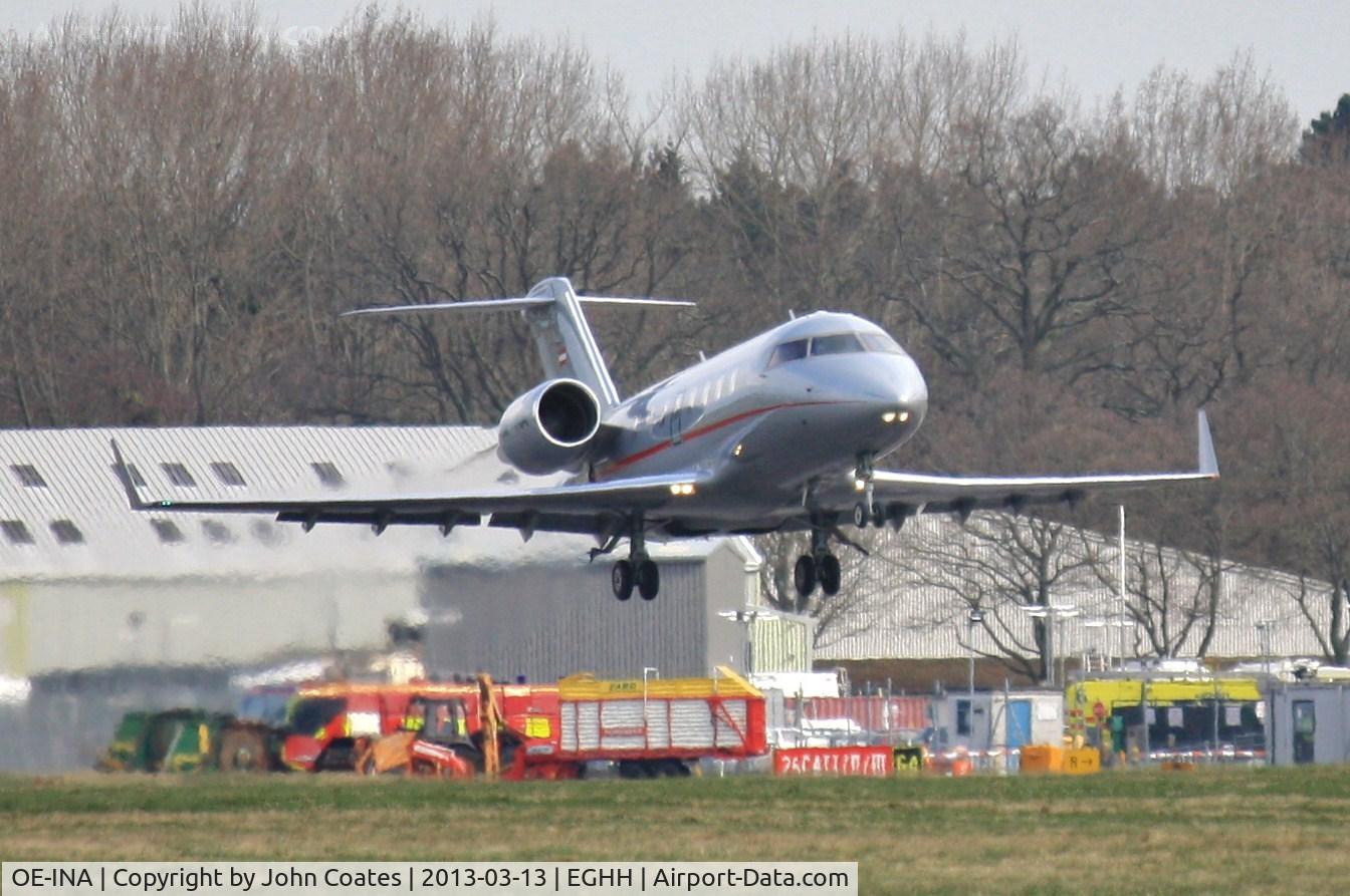 OE-INA, 2008 Bombardier Challenger 605 (CL-600-2B16) C/N 5782, Lifts off after landing for crew change during training