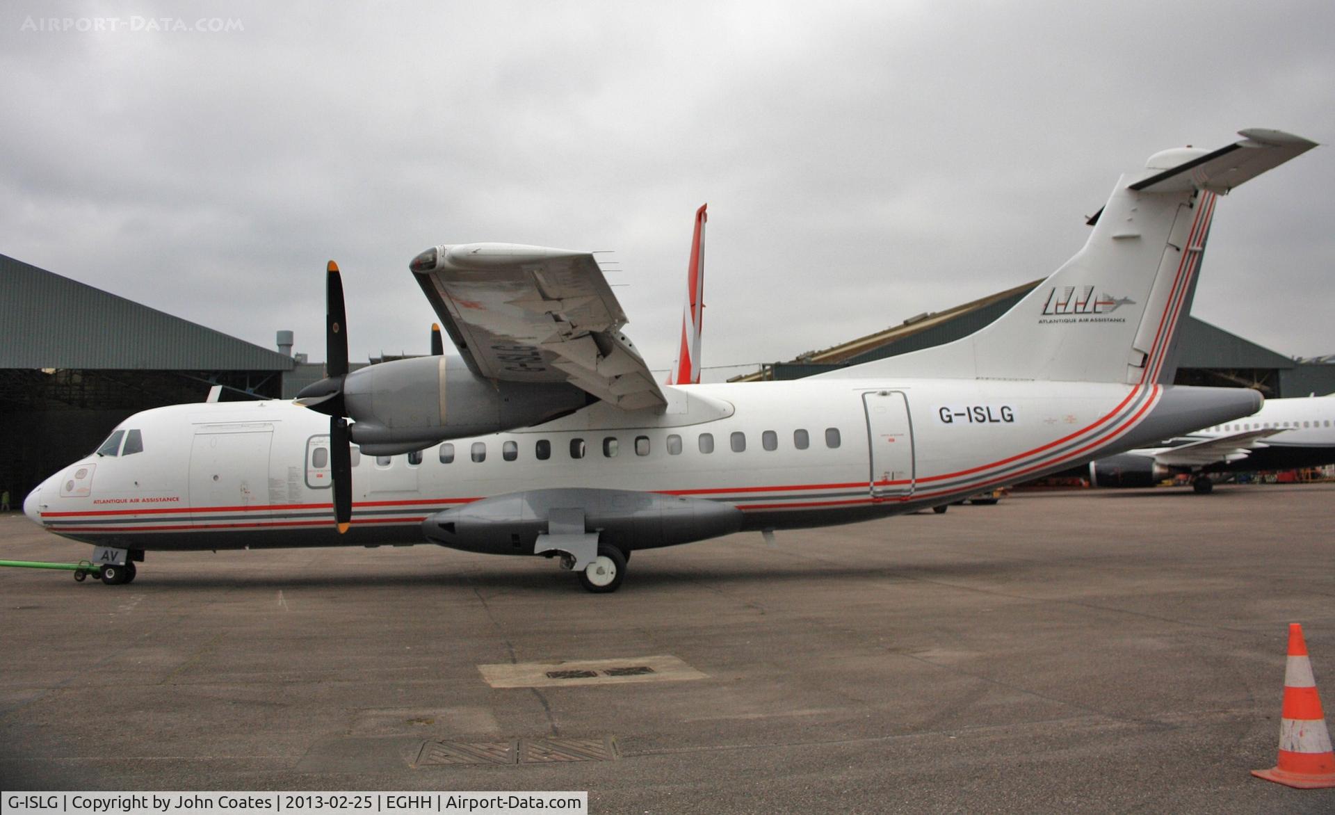 G-ISLG, 1986 ATR 42-320 C/N 019, Entering the paintshop for respray into Blue Islands livery