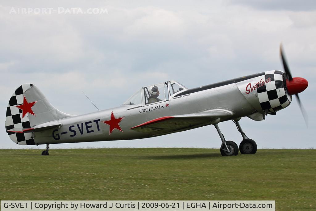 G-SVET, 1982 Yakovlev Yak-50 C/N 822210, Privately owned. Named 'Svetlana'.