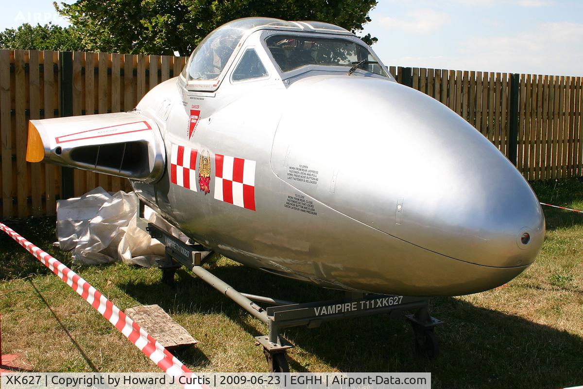 XK627, De Havilland DH-115 Vampire T.11 C/N 15784, On loan for a brief while to the Bournemouth Aviation Museum.