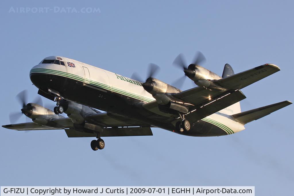 G-FIZU, 1960 Lockheed L-188C(F) Electra C/N 2014, Atlantic Airlines. Landing at sundown - lovely!