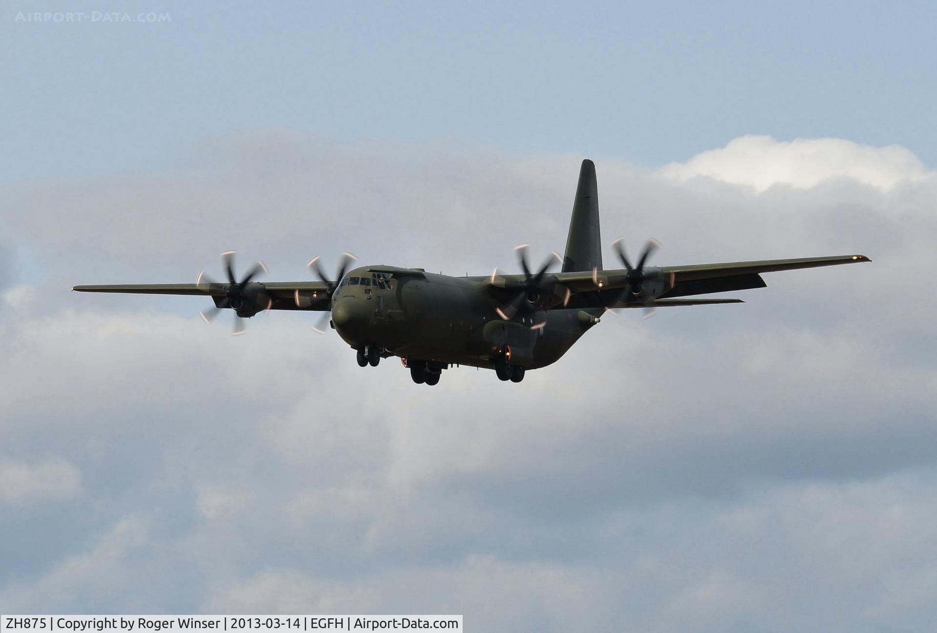ZH875, 1998 Lockheed Martin C-130J-30 Super Hercules C4 C/N 382-5459, Practice approach to Runway 22 by RAF Hercules C.4 coded 875 of the Brize Norton Transport Wing.