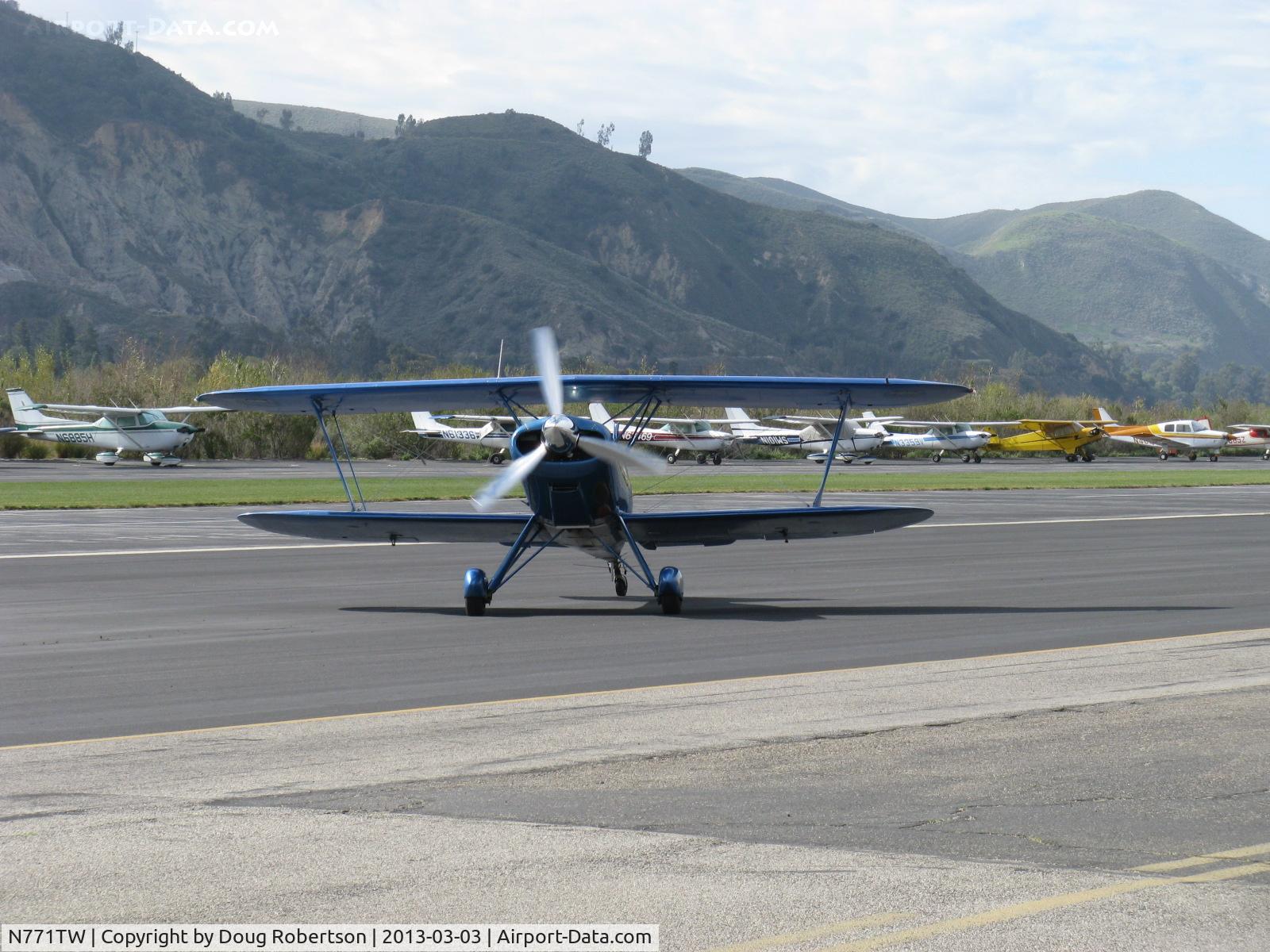 N771TW, 1981 Stolp SA-300 Starduster Too C/N 434, 2005 Poor STOLP SA-300 STARDUSTER TOO, S-turns taxi after landing Rwy 22 in a mass flight of 14 aircraft arriving from Fallbrook Community Airpark L18.
