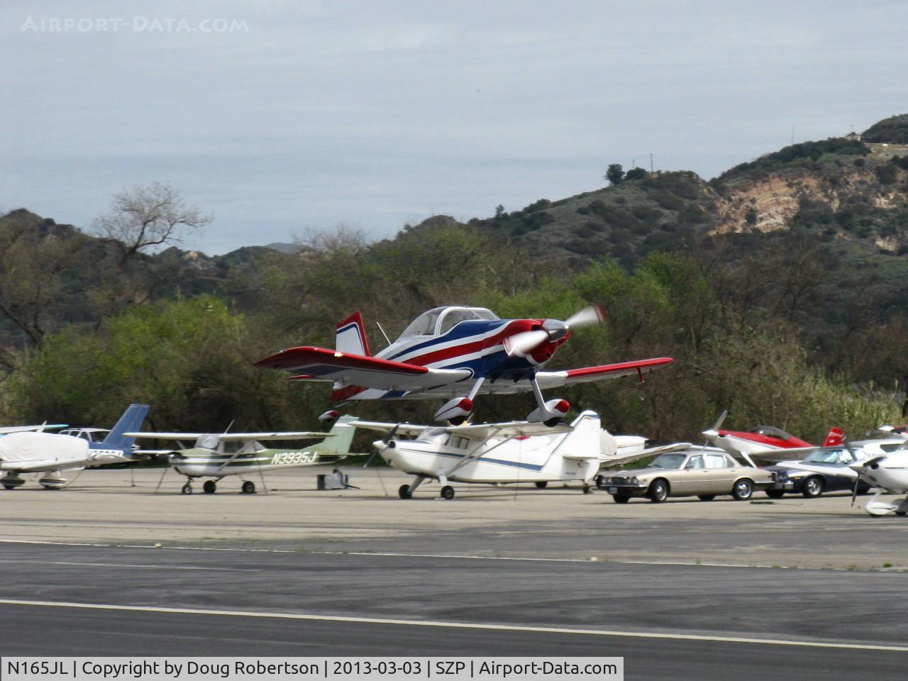 N165JL, 2007 Thorp T-18 Tiger Tiger C/N 165, 2007 Levi THORP/SUNDERLAND S-18, Lycoming O-320-E2D 150 Hp speedster, takeoff climb Rwy 22 for return to L18.