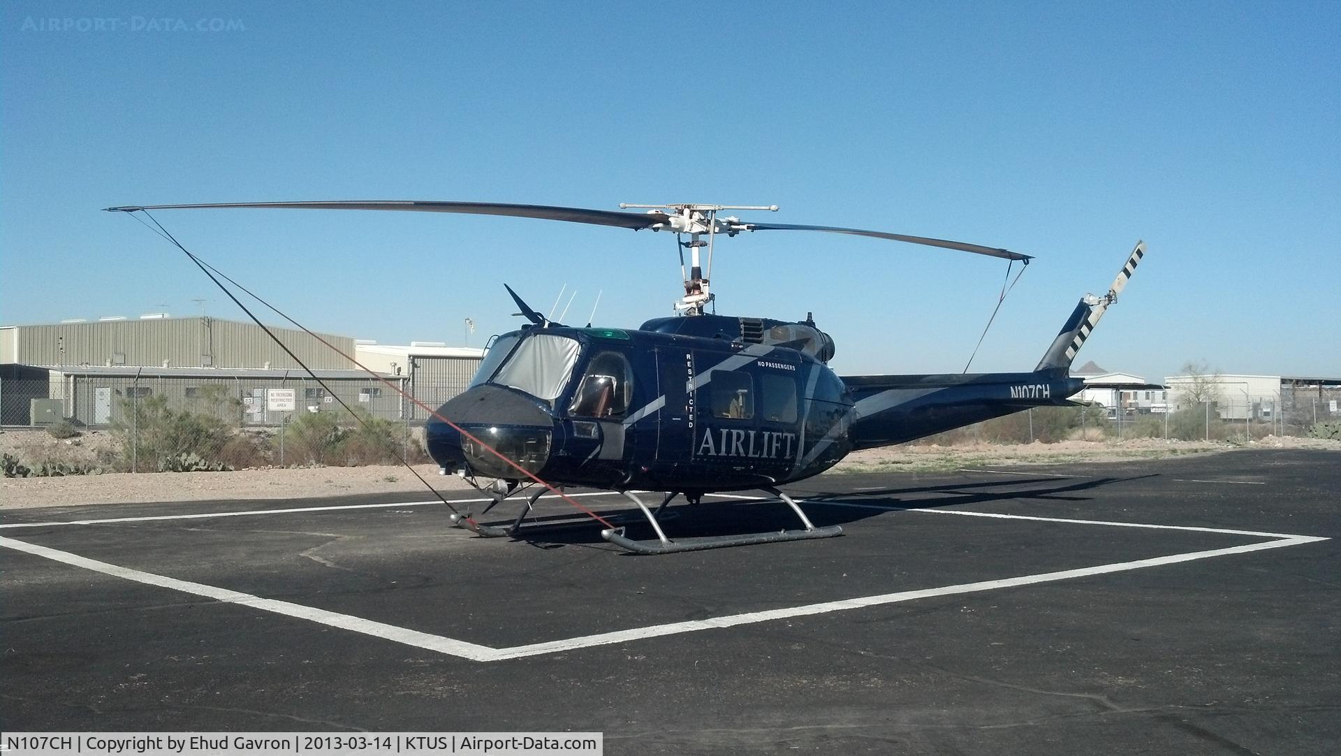 N107CH, 1967 Bell UH-1H Iroquois C/N 9488 (67-17290), N107CH parked and tied down at Southwest Helicopters, Tucson Arizona.