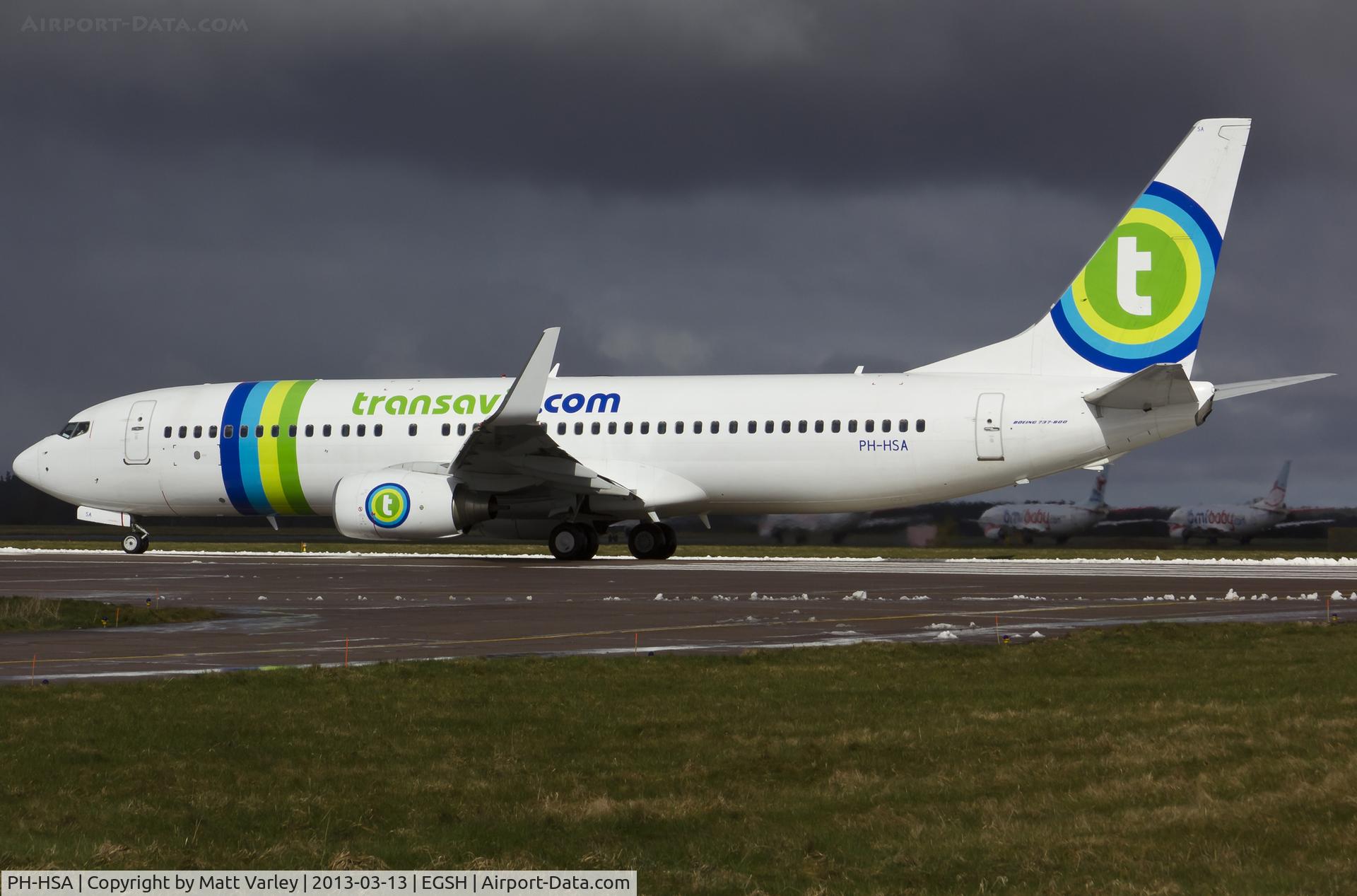 PH-HSA, 2009 Boeing 737-8K2 C/N 34171, departing EGSH after Mx by KLM Uk.
