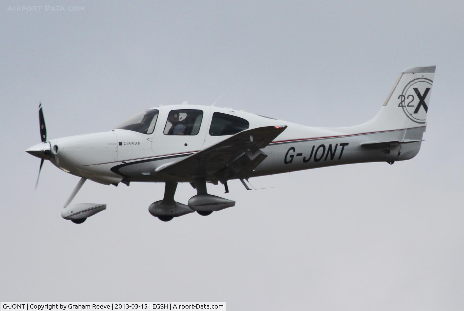 G-JONT, 2010 Cirrus SR22 G3-X C/N 3599, About to land.