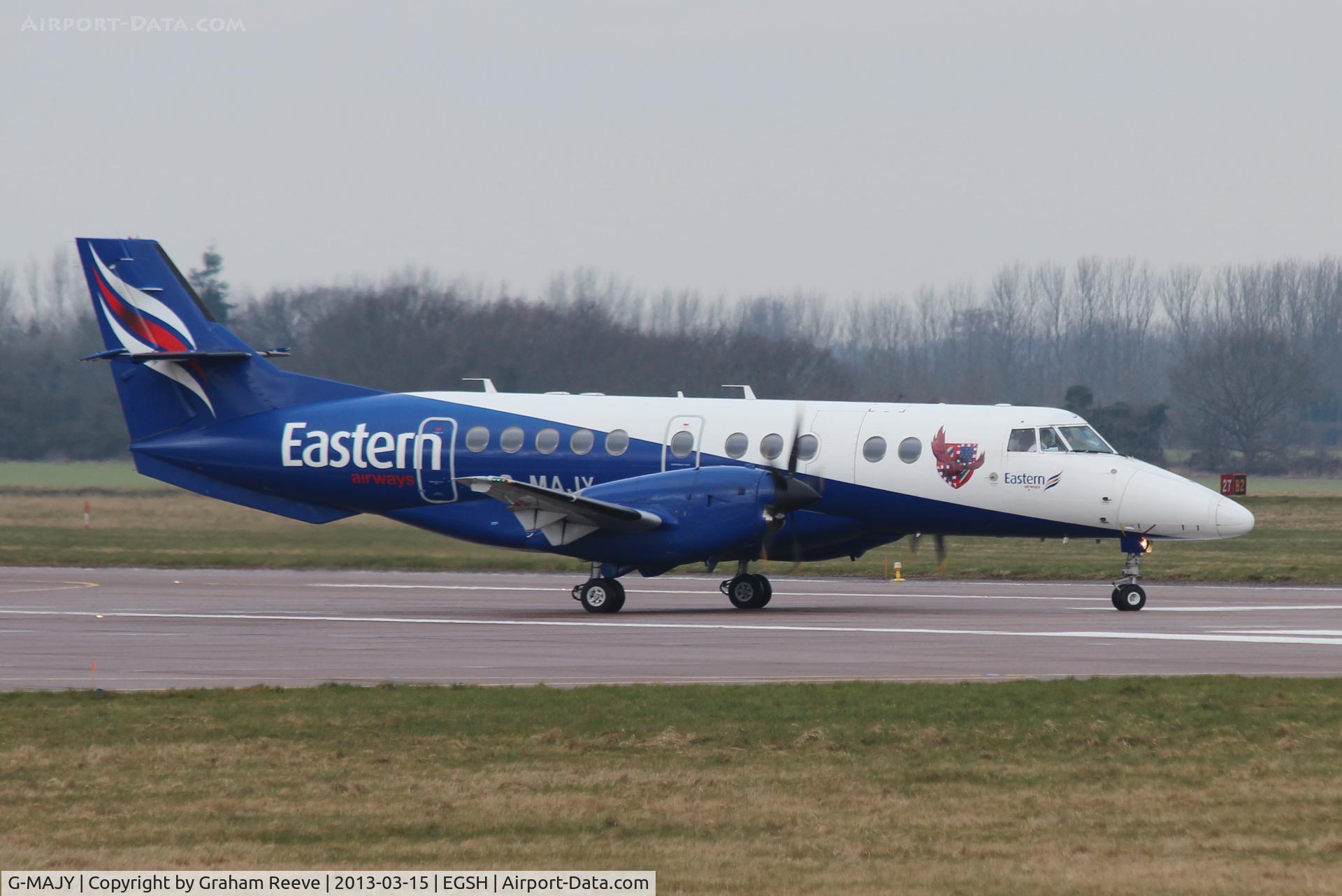 G-MAJY, 1997 British Aerospace Jetstream 41 C/N 41099, About to take off on runway 27.