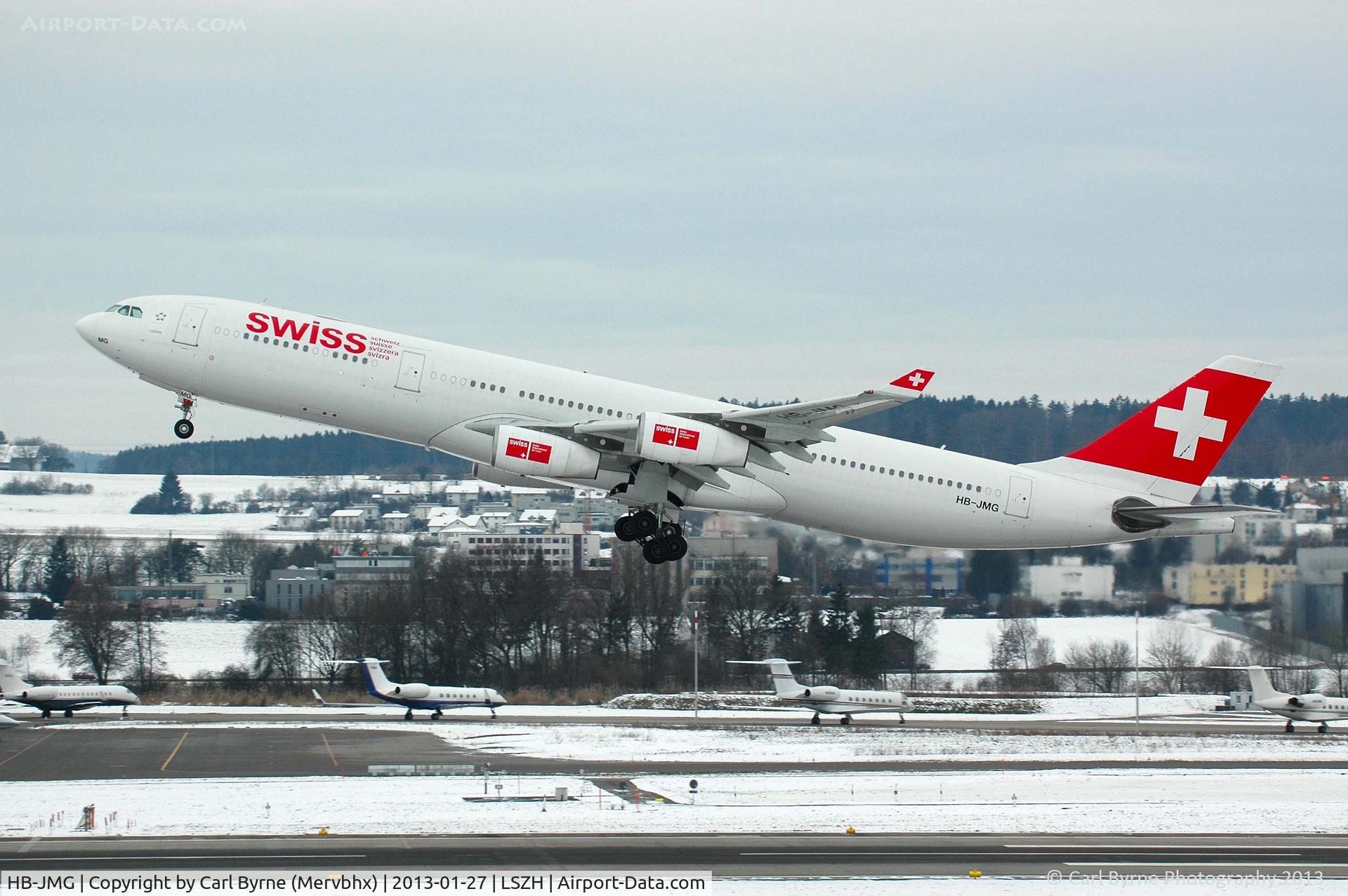 HB-JMG, 2003 Airbus A340-313 C/N 562, Taken from the Spectator Terrace.