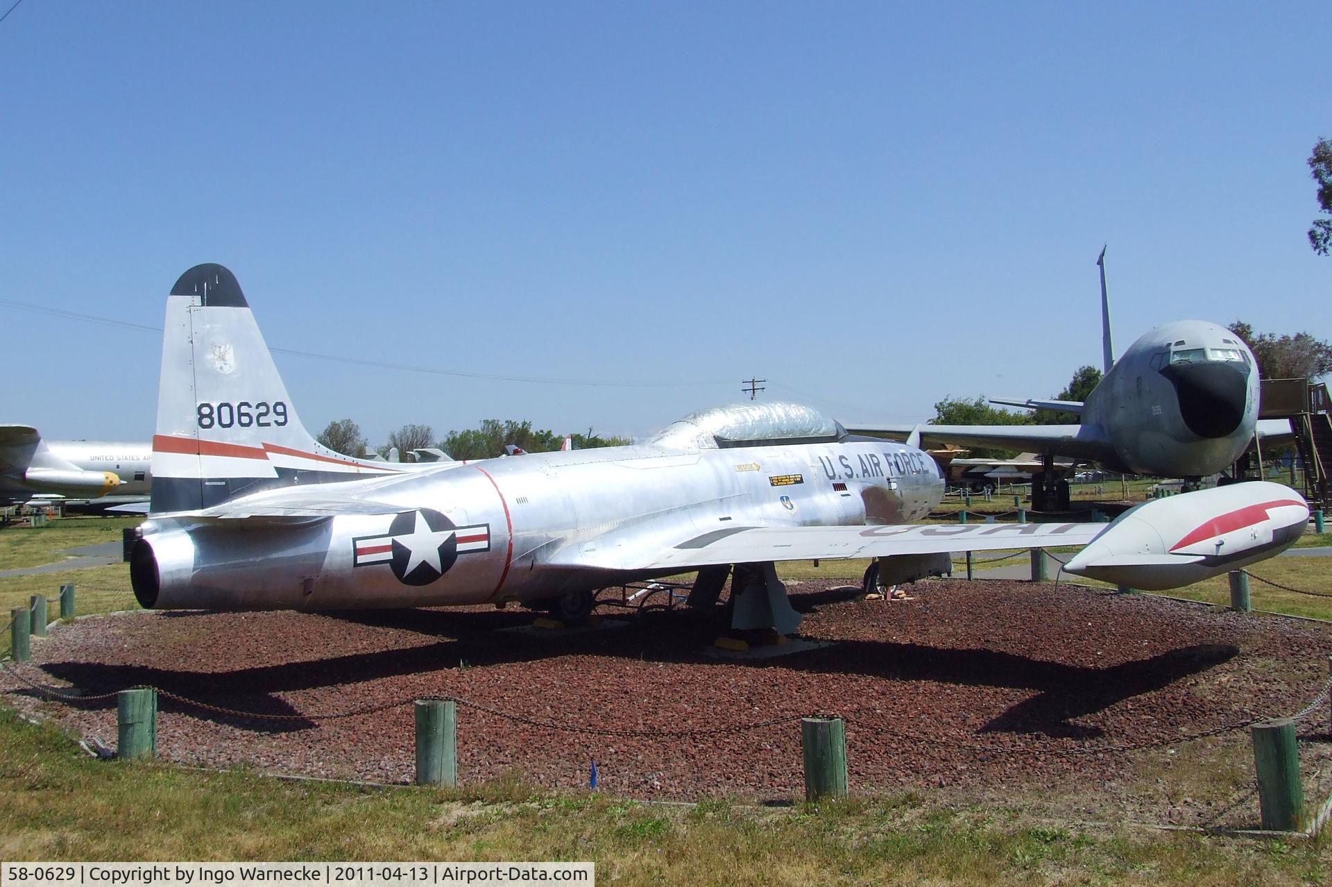 58-0629, 1958 Lockheed T-33A Shooting Star C/N 580-1598, Lockheed T-33A at the Castle Air Museum, Atwater CA