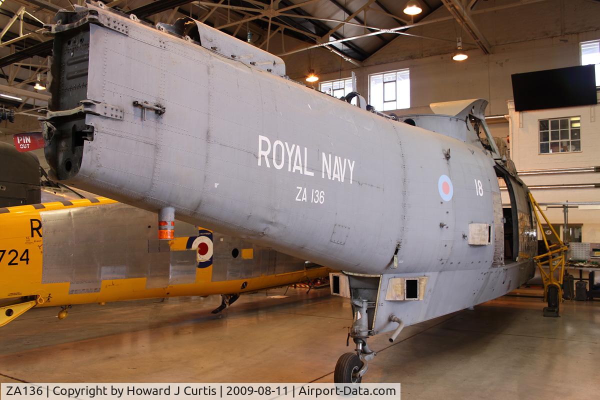 ZA136, 1981 Westland Sea King HAS.6 C/N WA897, At the Air Engineering & Survival School, Gosport, Hampshire.
