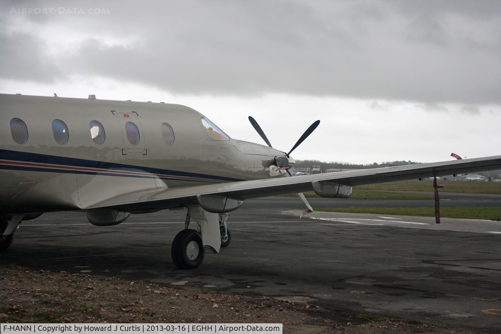 F-HANN, 2008 Pilatus PC-12/47E C/N 887, Privately owned. Against a grey sky.