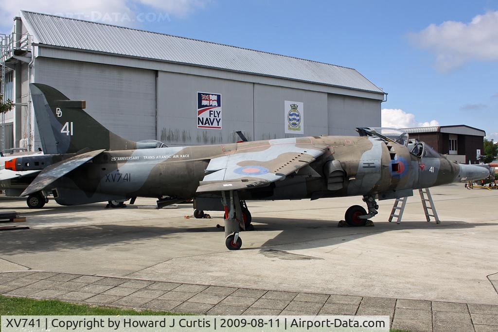 XV741, 1968 Hawker Siddeley Harrier GR.3 C/N 712004, At the Air Engineering & Survival School, Gosport, Hampshire. Coded 41-DD. 25th Anniversary of the Trans-Atlantic Air Race markings.