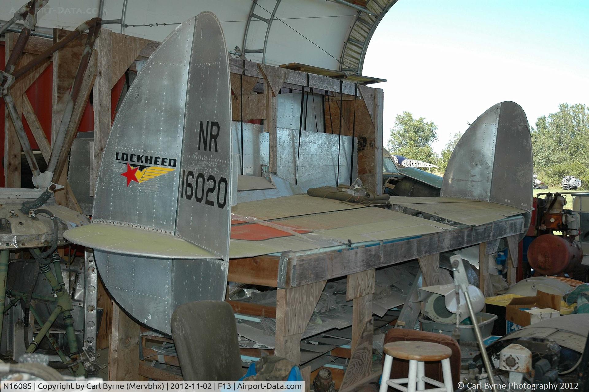 N16085, 1937 Lockheed 12A Electra Junior C/N 1214, The remains of this aircraft at Shell Creek Airpark carrying the false serial NR16020.