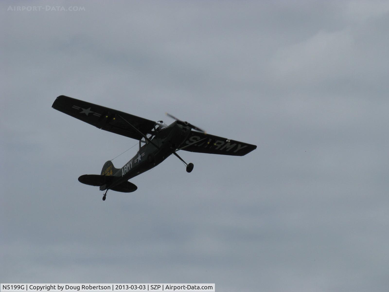N5199G, 1953 Cessna 305A C/N 22118, 1953 Cessna 305A O-1 BIRD DOG, Continental O-470-11 213 Hp, takeoff climb Rwy 22