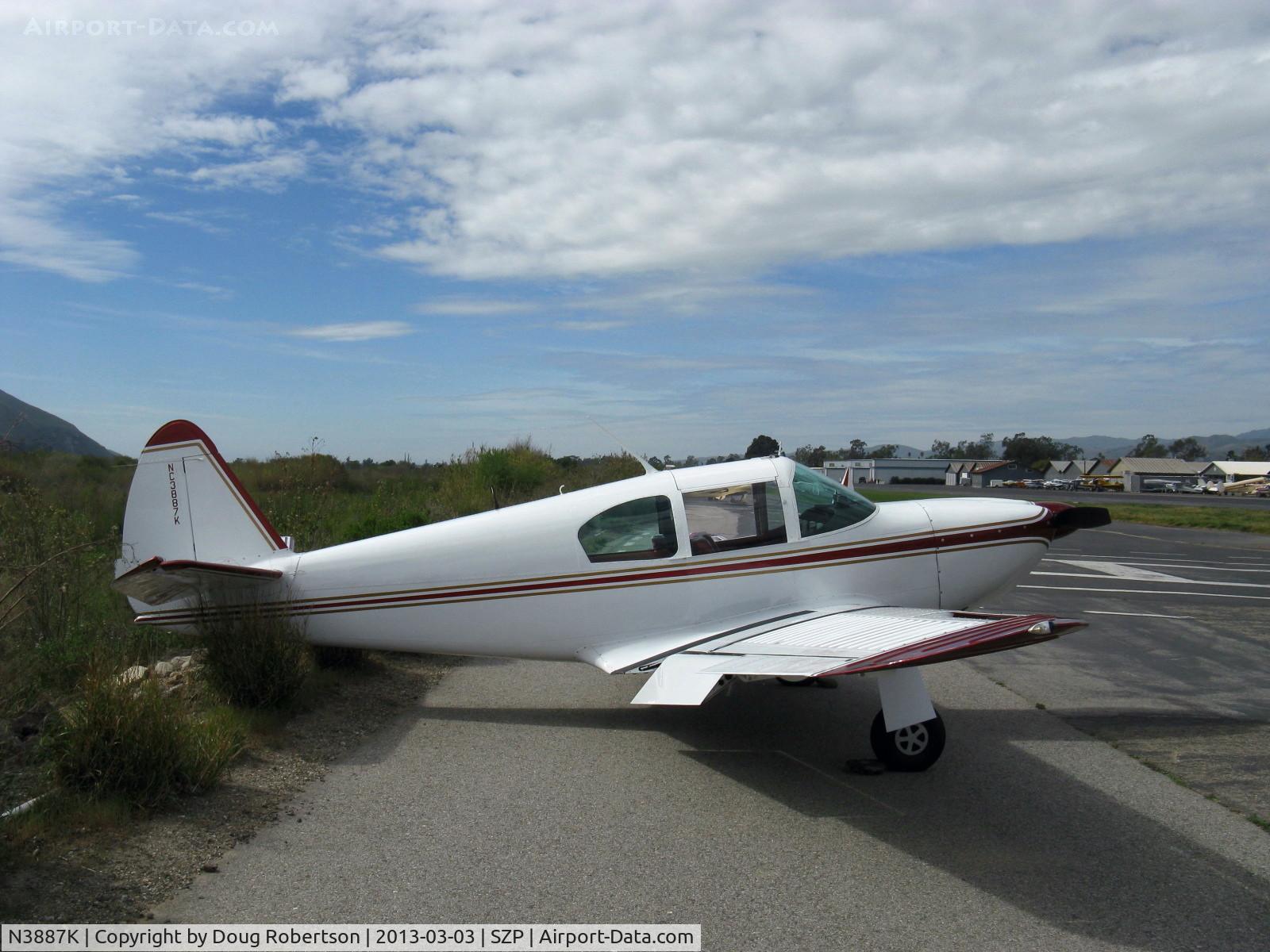 N3887K, 1948 Globe GC-1B Swift C/N 3587, 1948 Globe GC-1B SWIFT, Continental C125 125 Hp 6 cylinder, retractable main gear. A friend in 1967 owned one and ground-looped it on first landing.