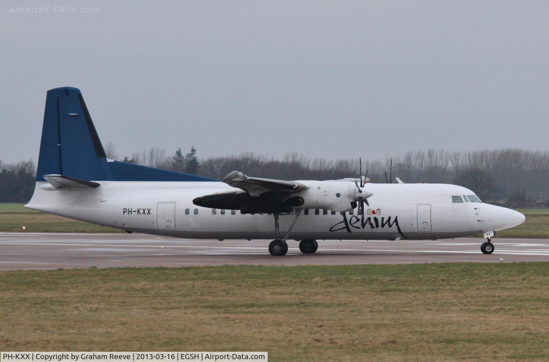 PH-KXX, 1992 Fokker 50 C/N 20262, About to depart.