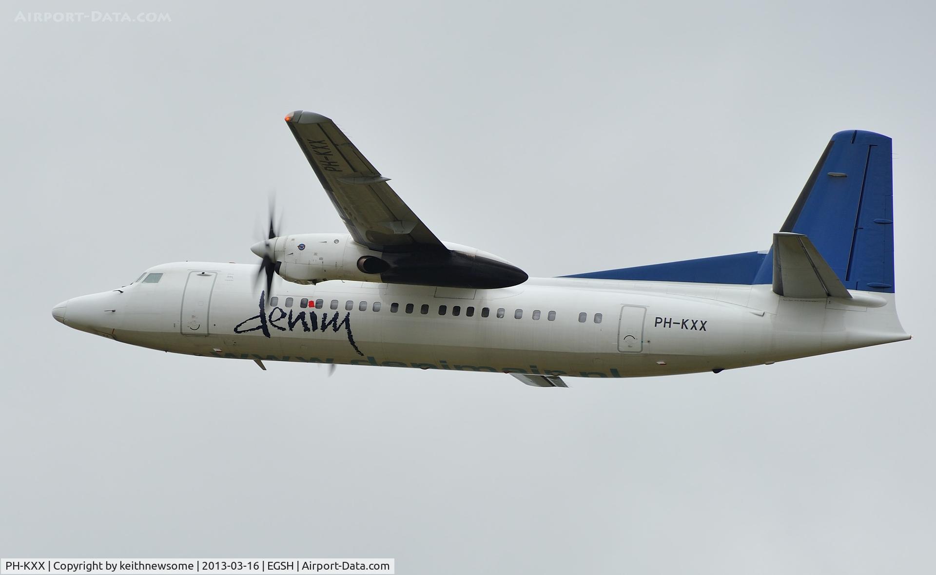 PH-KXX, 1992 Fokker 50 C/N 20262, Taking Norwich City FC to Newcastle to play at Sunderland.