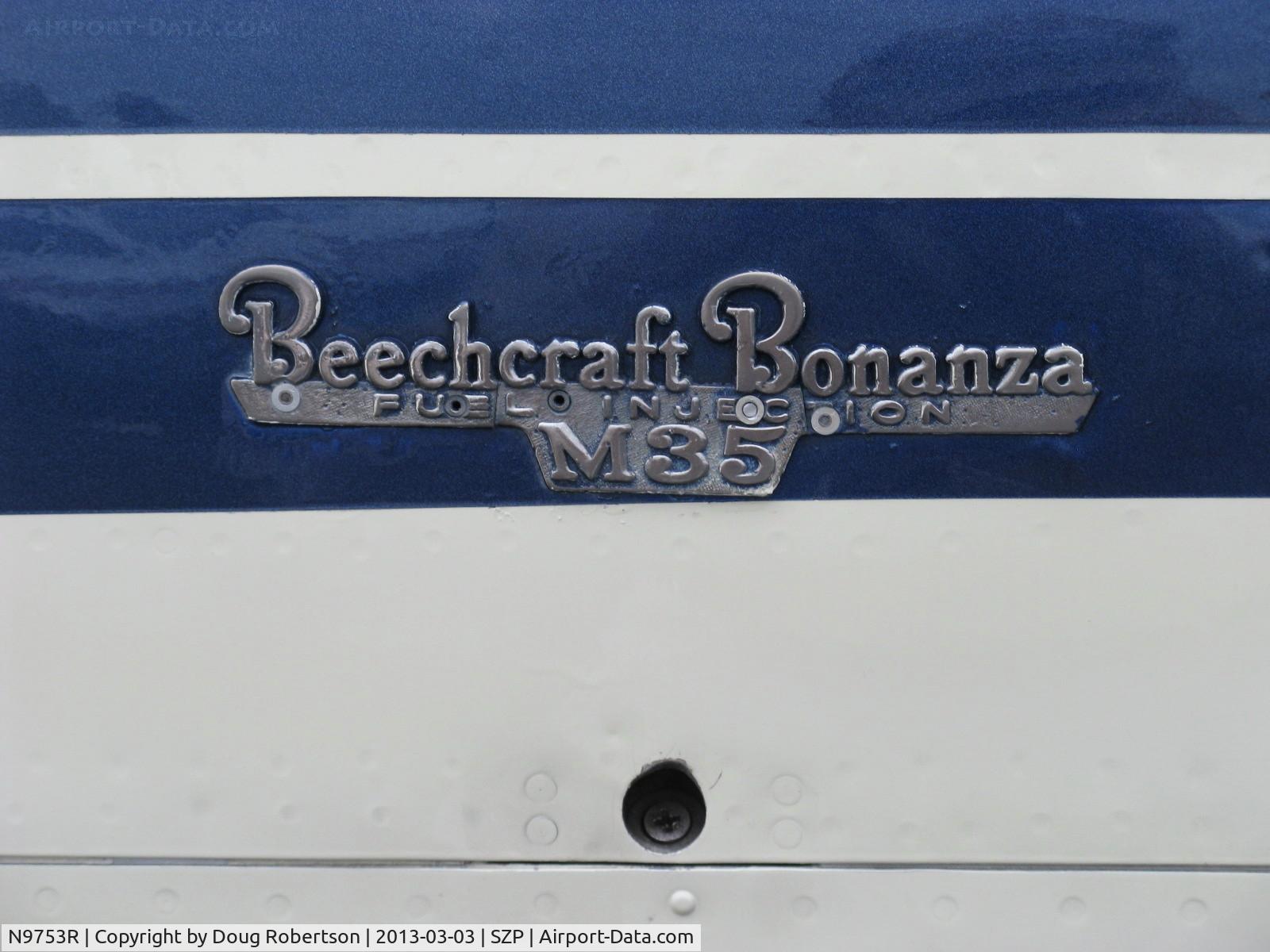 N9753R, 1960 Beech M35 Bonanza C/N D-6241, 1960 Beech M35 BONANZA, Continental IO-470-C 250 Hp, logo