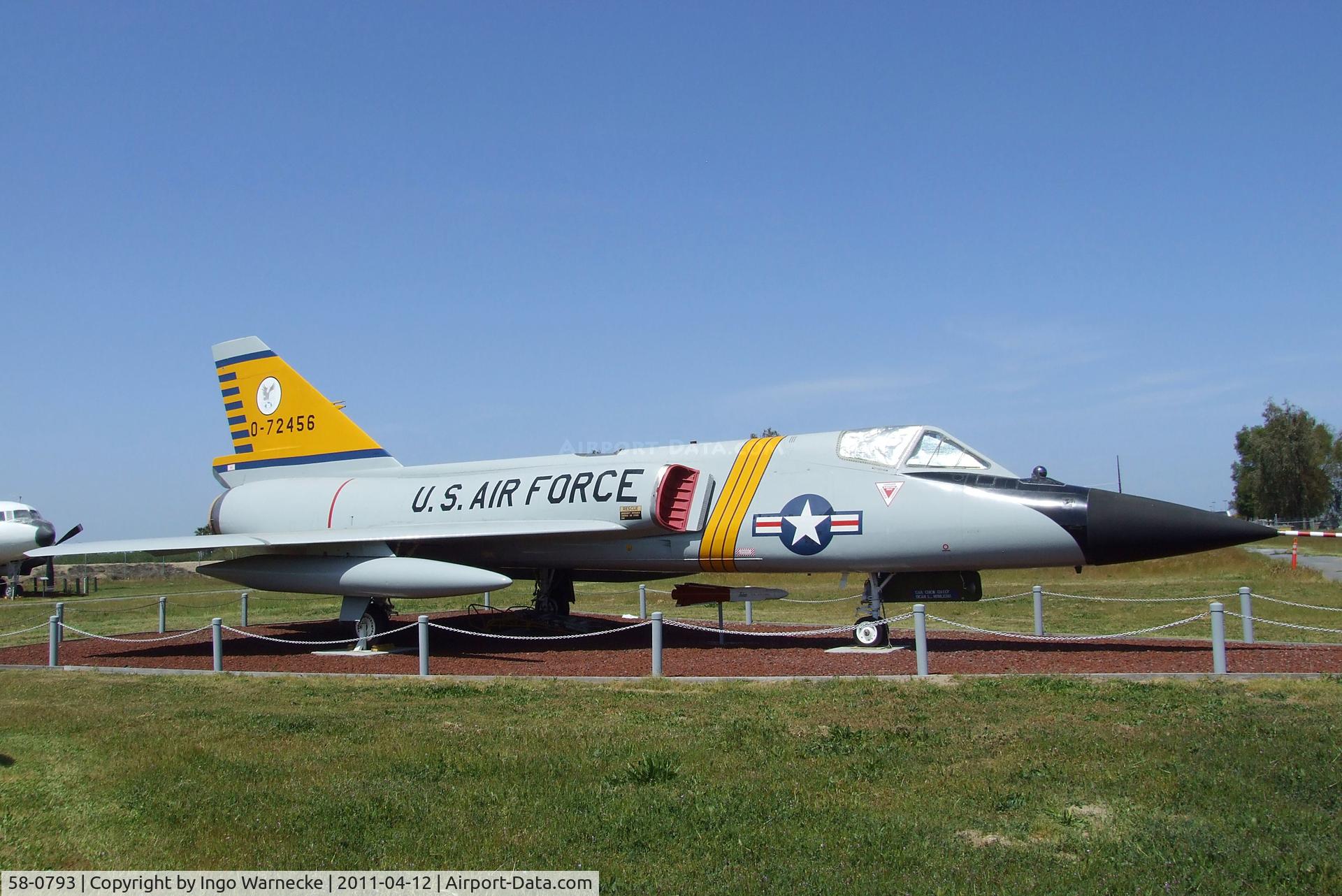 58-0793, 1958 Convair QF-106A Delta Dart C/N 8-24-124, Convair F-106A (reconverted from QF-106A) Delta Dart (displayed as 57-2456) at the Castle Air Museum, Atwater CA