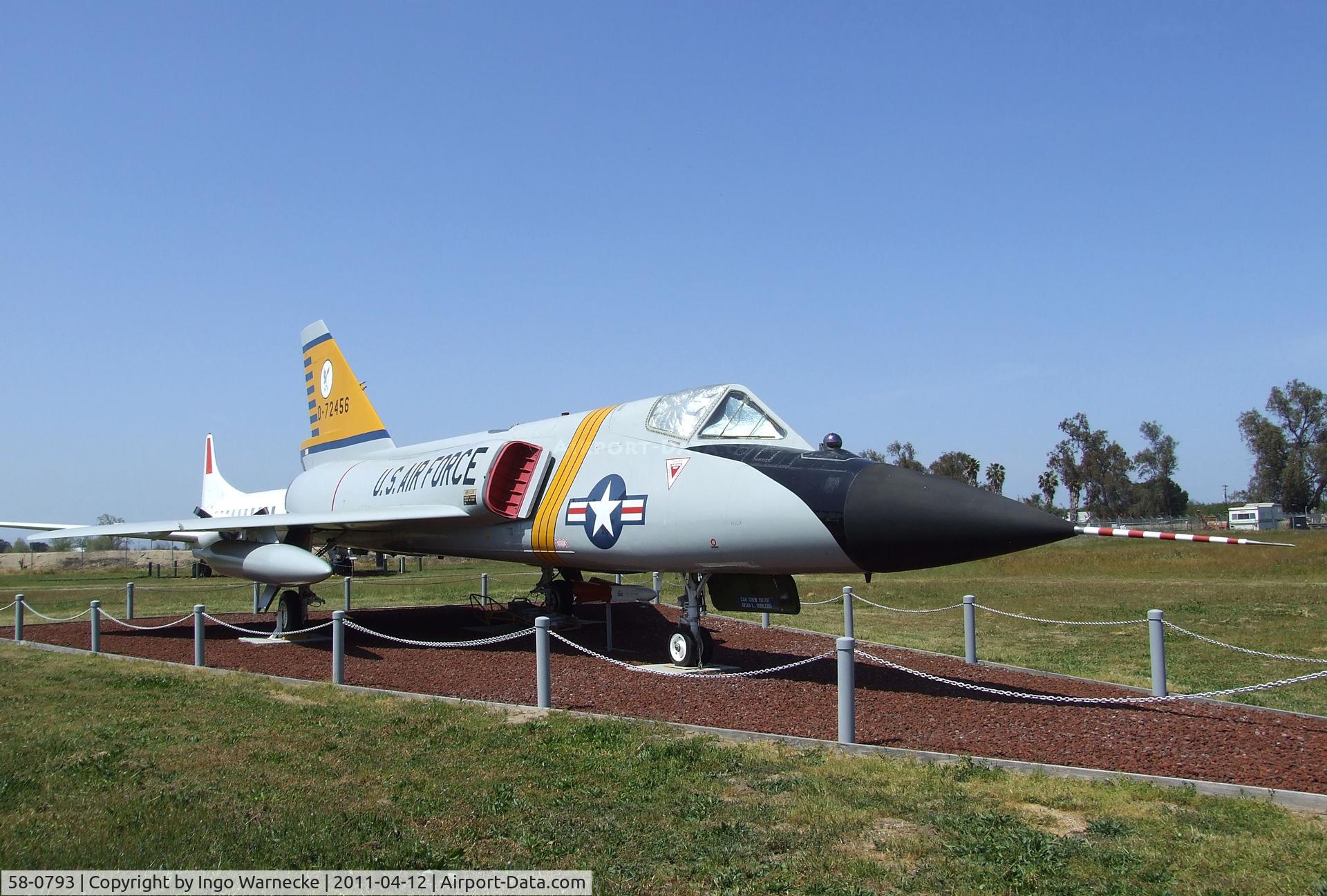 58-0793, 1958 Convair QF-106A Delta Dart C/N 8-24-124, Convair F-106A (reconverted from QF-106A) Delta Dart (displayed as 57-2456) at the Castle Air Museum, Atwater CA