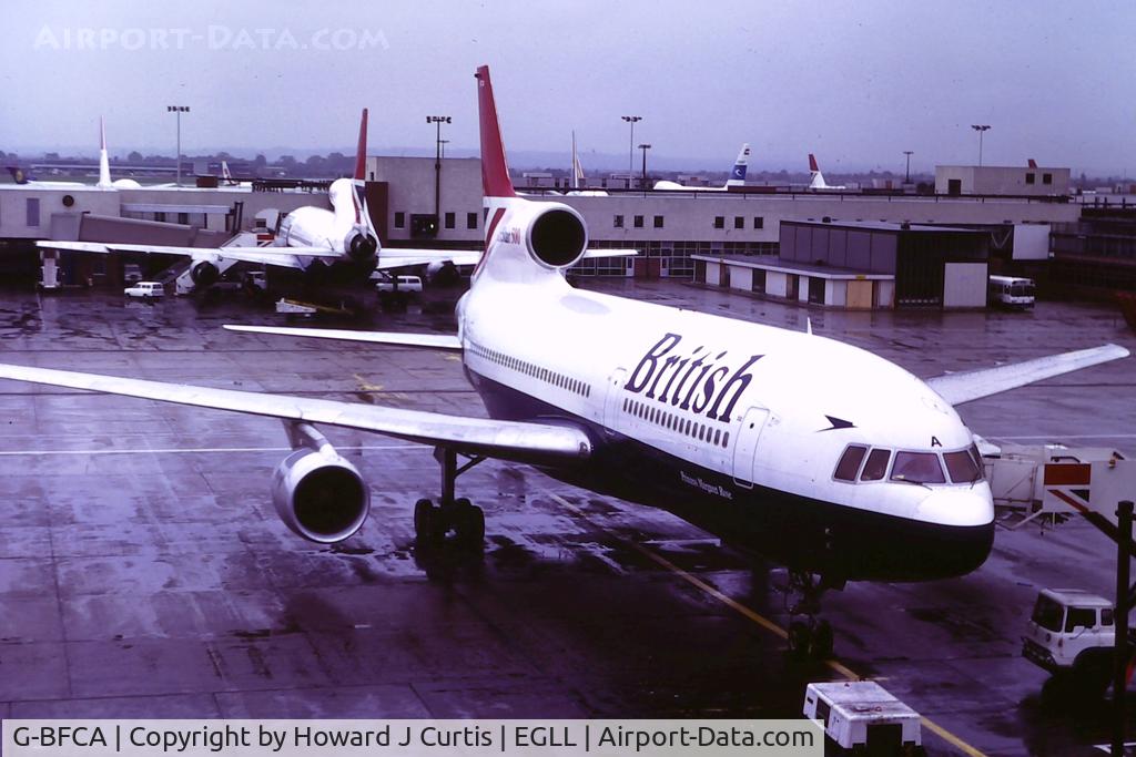 G-BFCA, 1980 Lockheed L-1011-385-3 TriStar 500 C/N 193V-1157, British Airways. 'Princess Margaret Rose'. Circa 1982. Photo taken from car park 2.