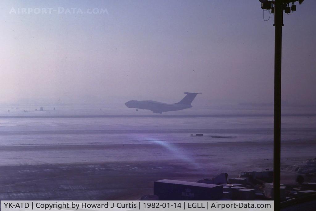 YK-ATD, 1981 Ilyushin Il-76T C/N 0013431915, Syrianair, caught departing in freezing fog around a fortnight after delivery. A rare sight.