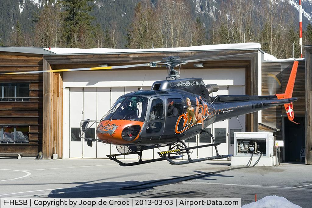F-HESB, Eurocopter AS-350B-3 Ecureuil Ecureuil C/N 7259, departure from Chamonix heliport