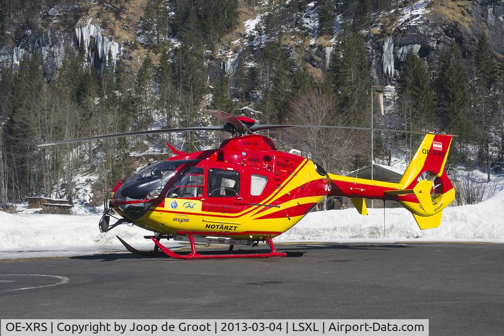 OE-XRS, 1998 Eurocopter EC-135T-1 C/N 0050, This SHS helicopter is used for the 2013 winter season by Air Glaciers on behalf of the Touring Club Schweiz (TCS) out of the beautifully situated heliport of Lauterbrunnen.
