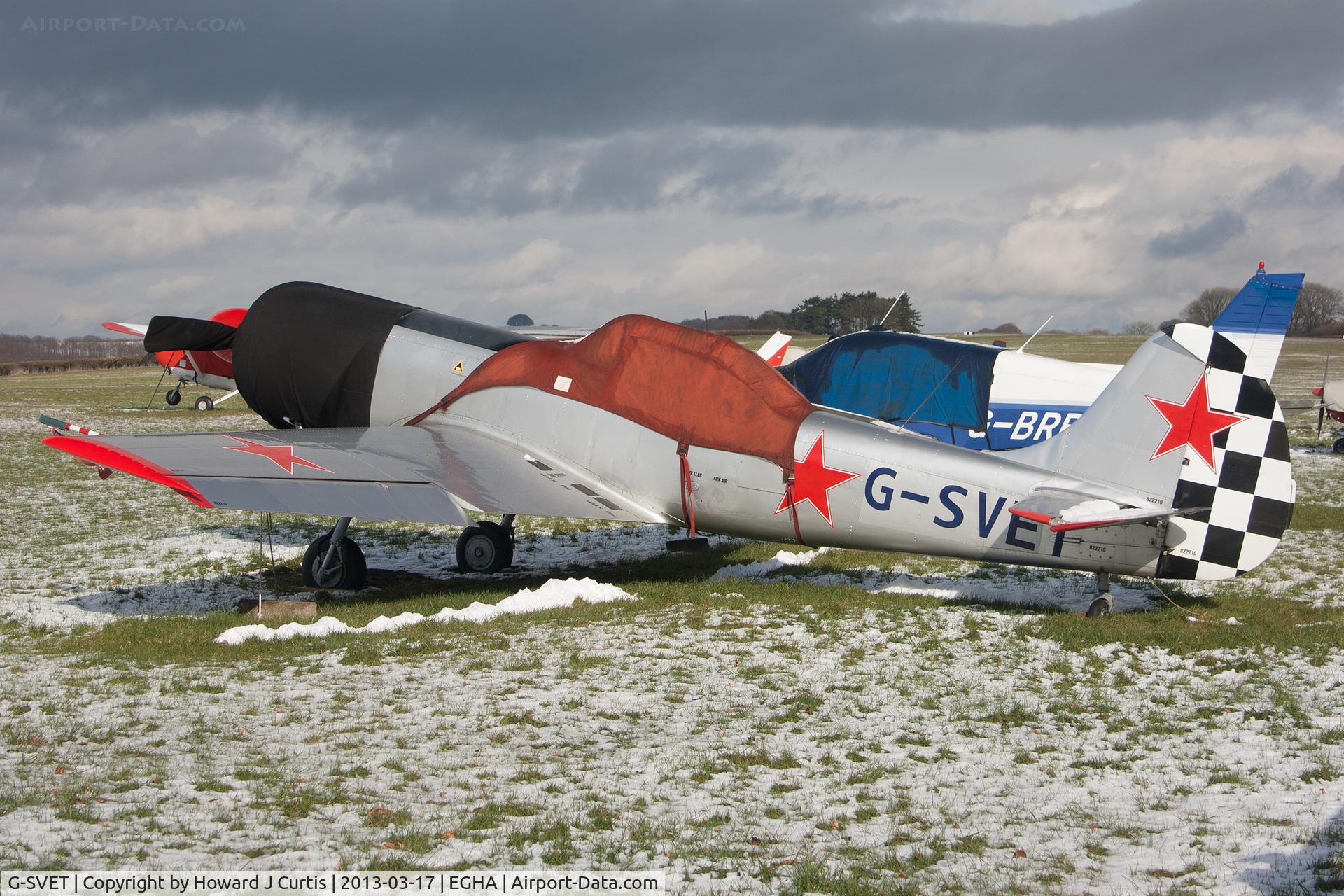 G-SVET, 1982 Yakovlev Yak-50 C/N 822210, Compton Abbas in the snow. A resident here.