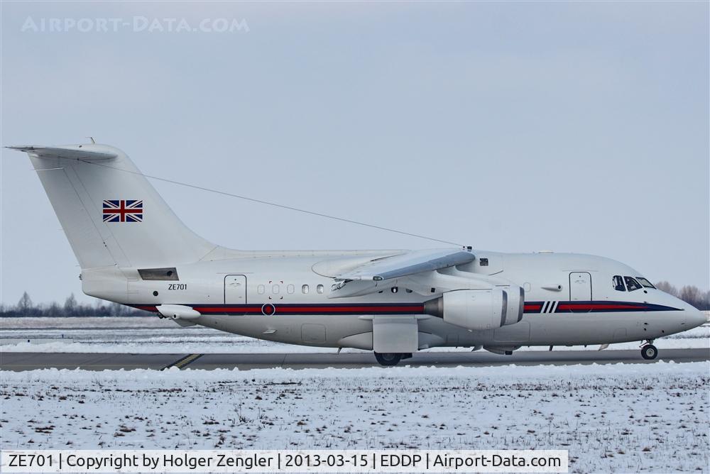ZE701, 1985 British Aerospace BAe.146 CC.2 C/N E1029, I´m sure that this aircraft was visiting LEJ for first time.....