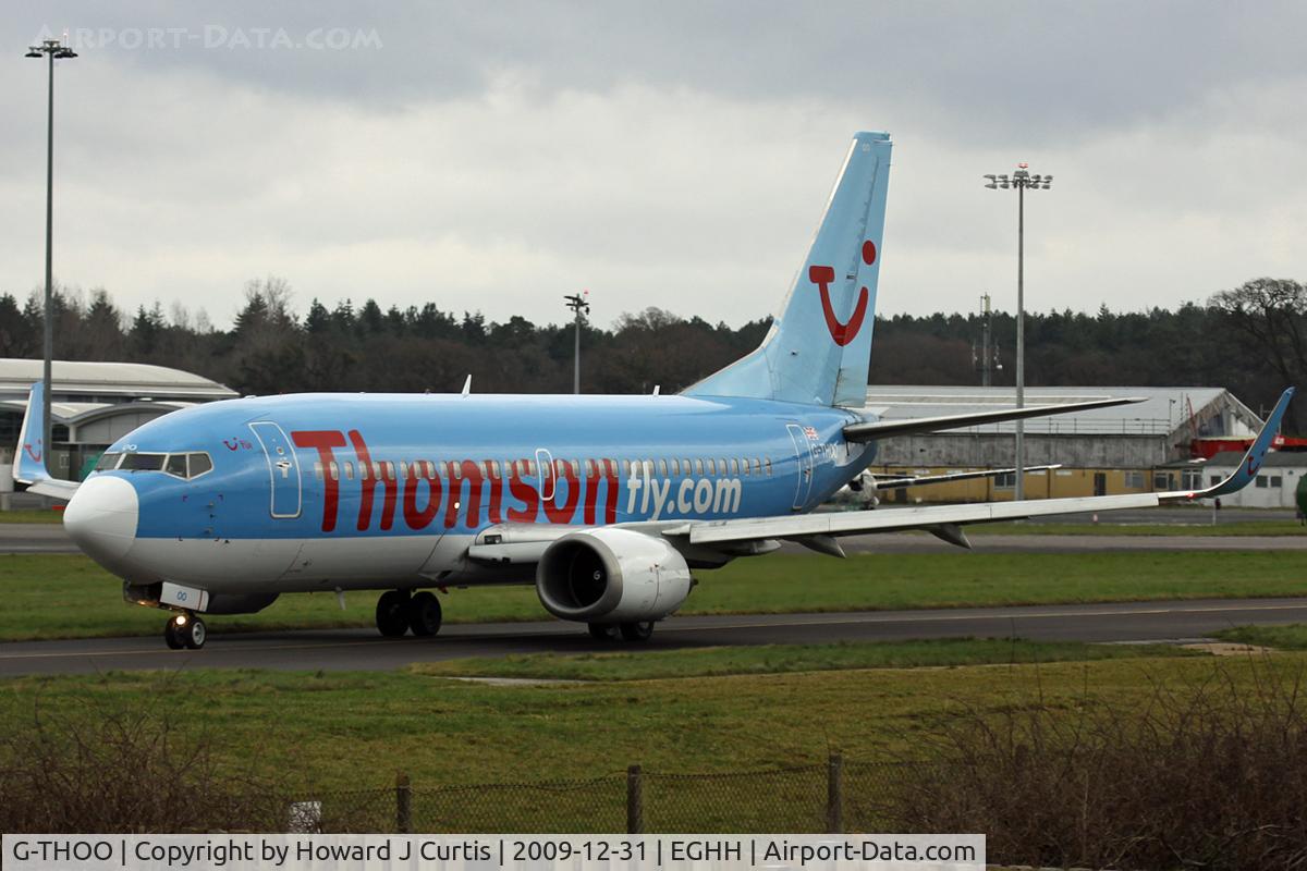 G-THOO, 1998 Boeing 737-33V C/N 29335, Thomsonfly. Taken from the Bournemouth Aviation Museum's viewing bus.
