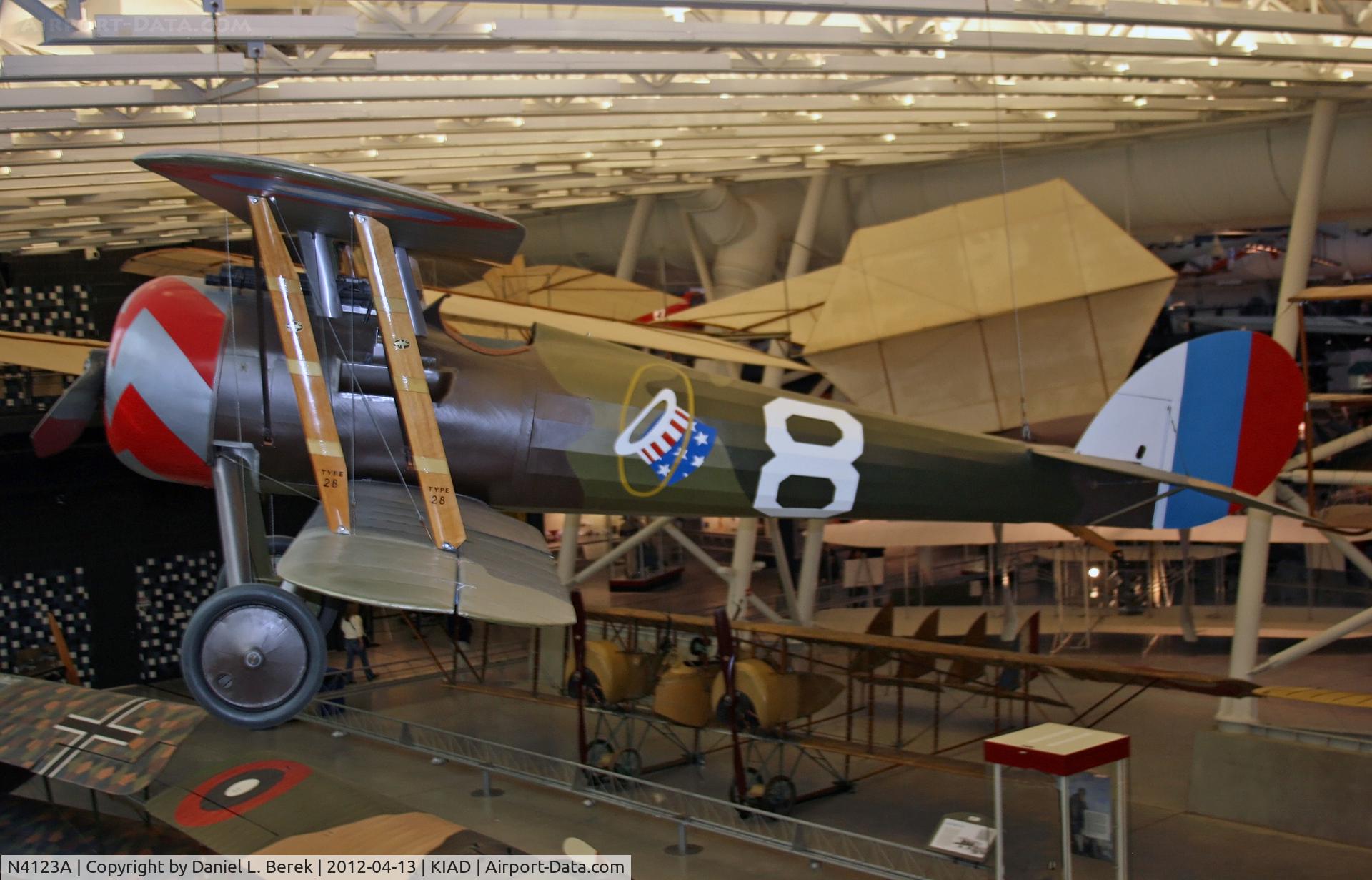 N4123A, 1918 Nieuport 28 C.1 C/N 1918-1958E, I have a soft spot for all the Nieuport designs.  This is a particularly handsome example.