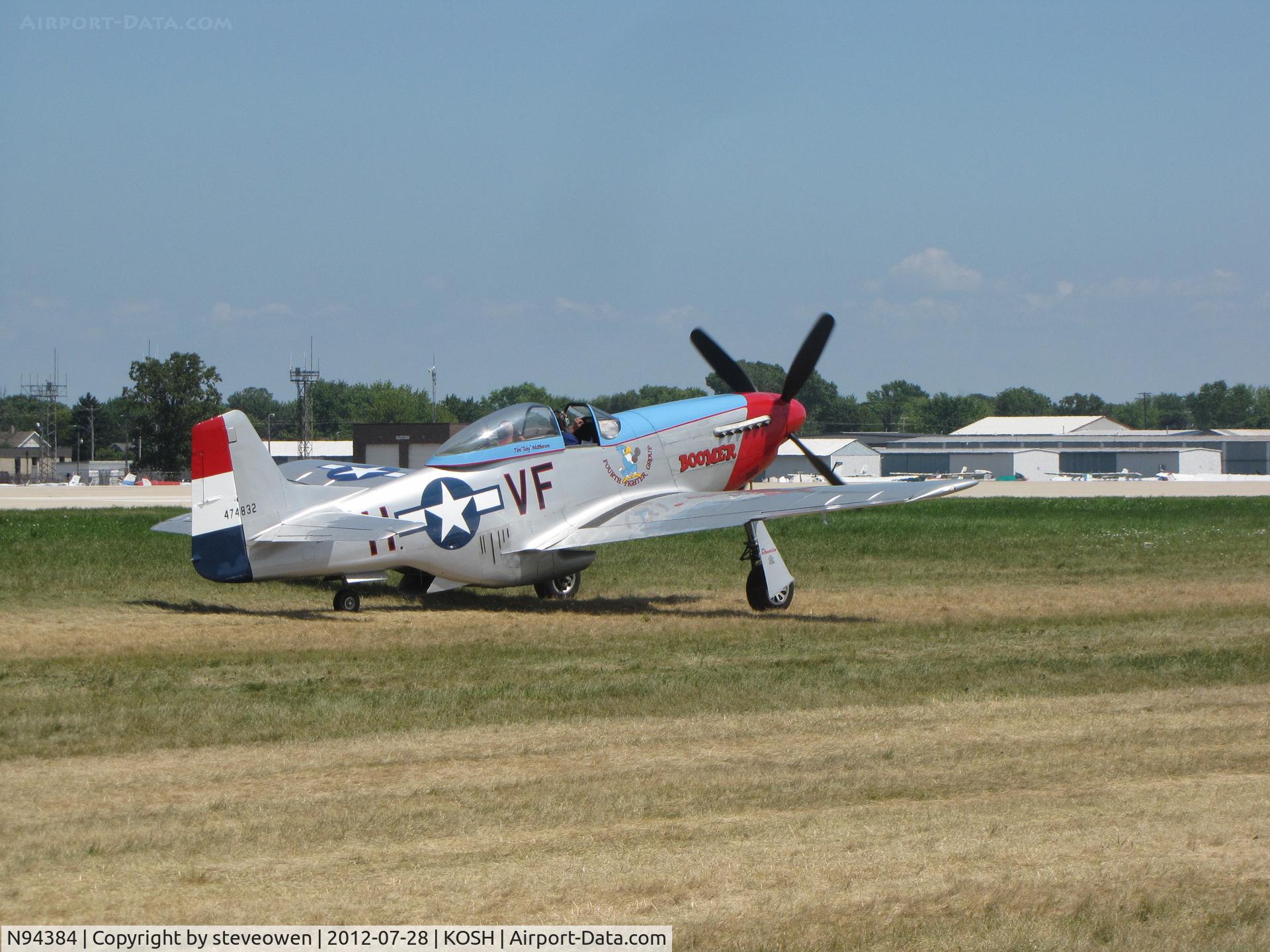 N94384, 1944 North American F-51D Mustang C/N 44-74832, In the grass Taxiway at Oshkosh