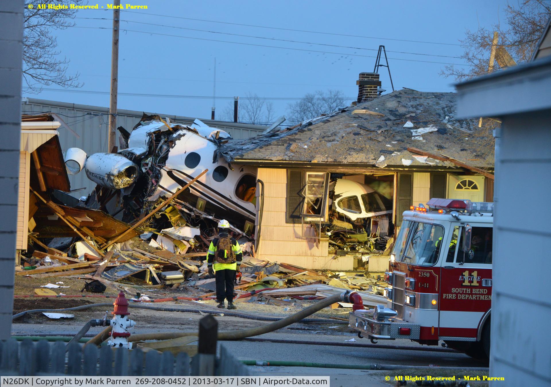N26DK, 2008 Hawker Beechcraft Corp 390 C/N RB-226, 3/17/2013 - N26DK - Failed landing attempt South Bend Airport.
