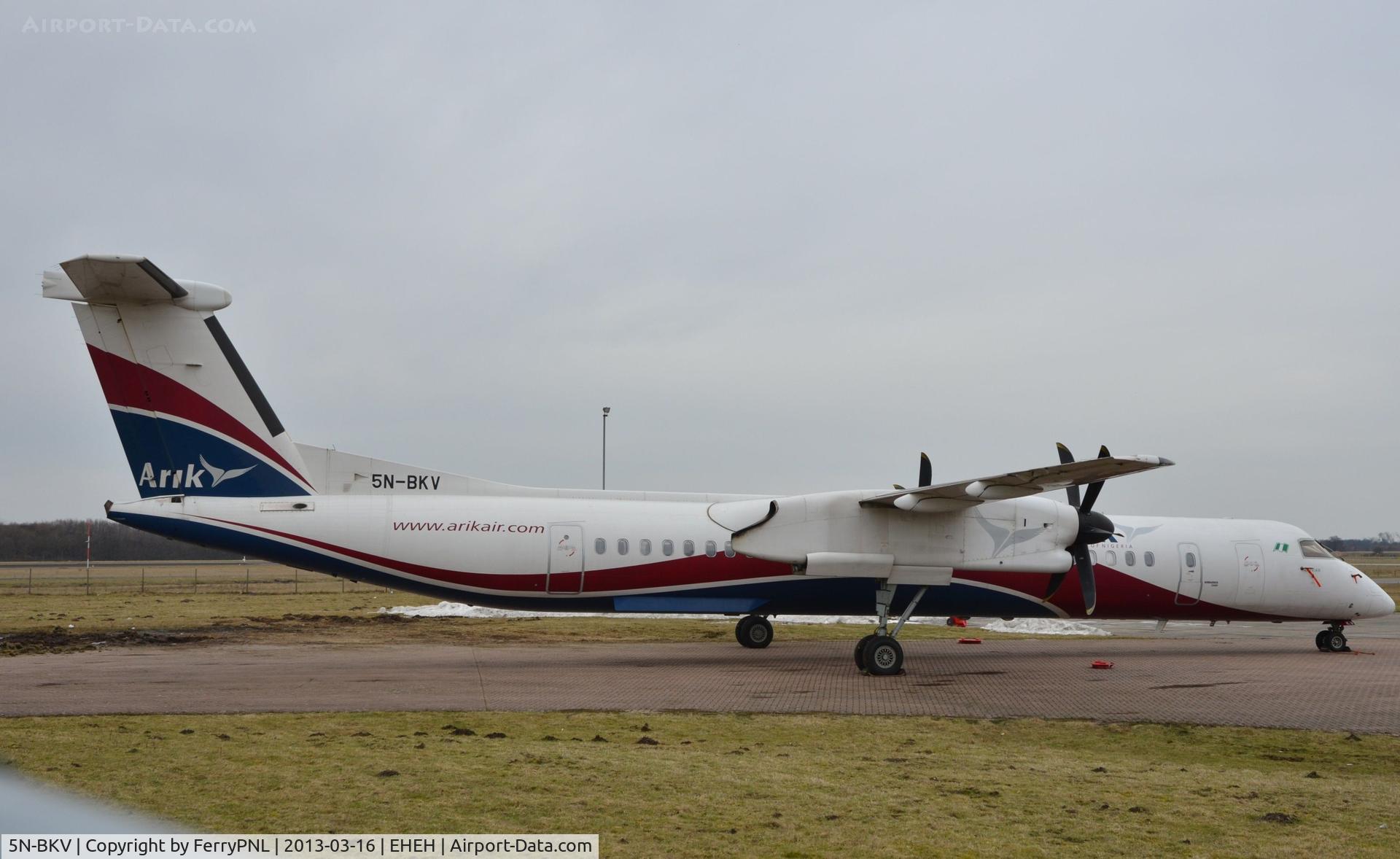 5N-BKV, 2009 De Havilland Canada DHC-8-402Q Dash 8 C/N 4219, Parked up in EIN in March 2013