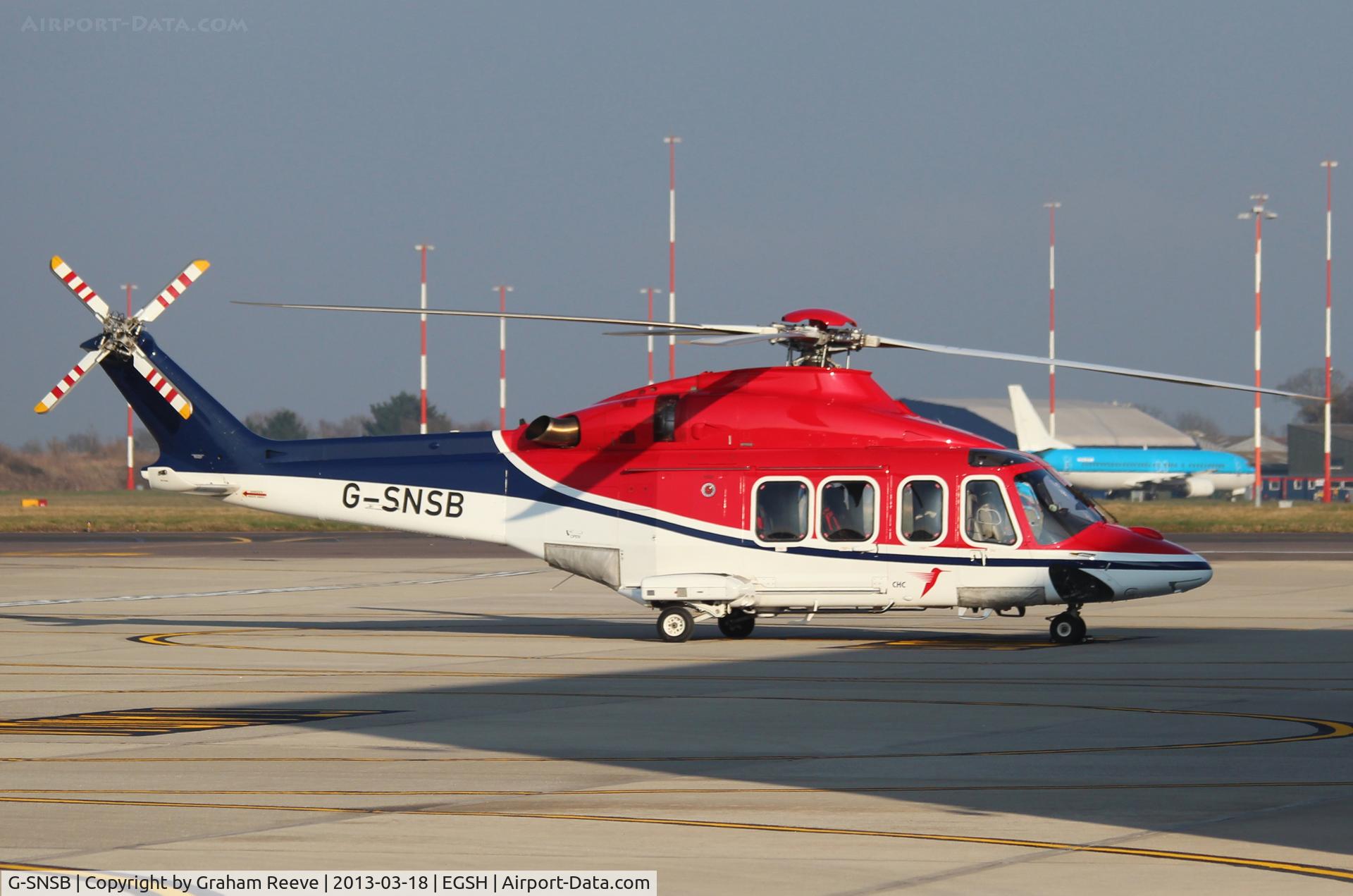 G-SNSB, 2010 AgustaWestland AW-139 C/N 31295, Parked at Norwich.