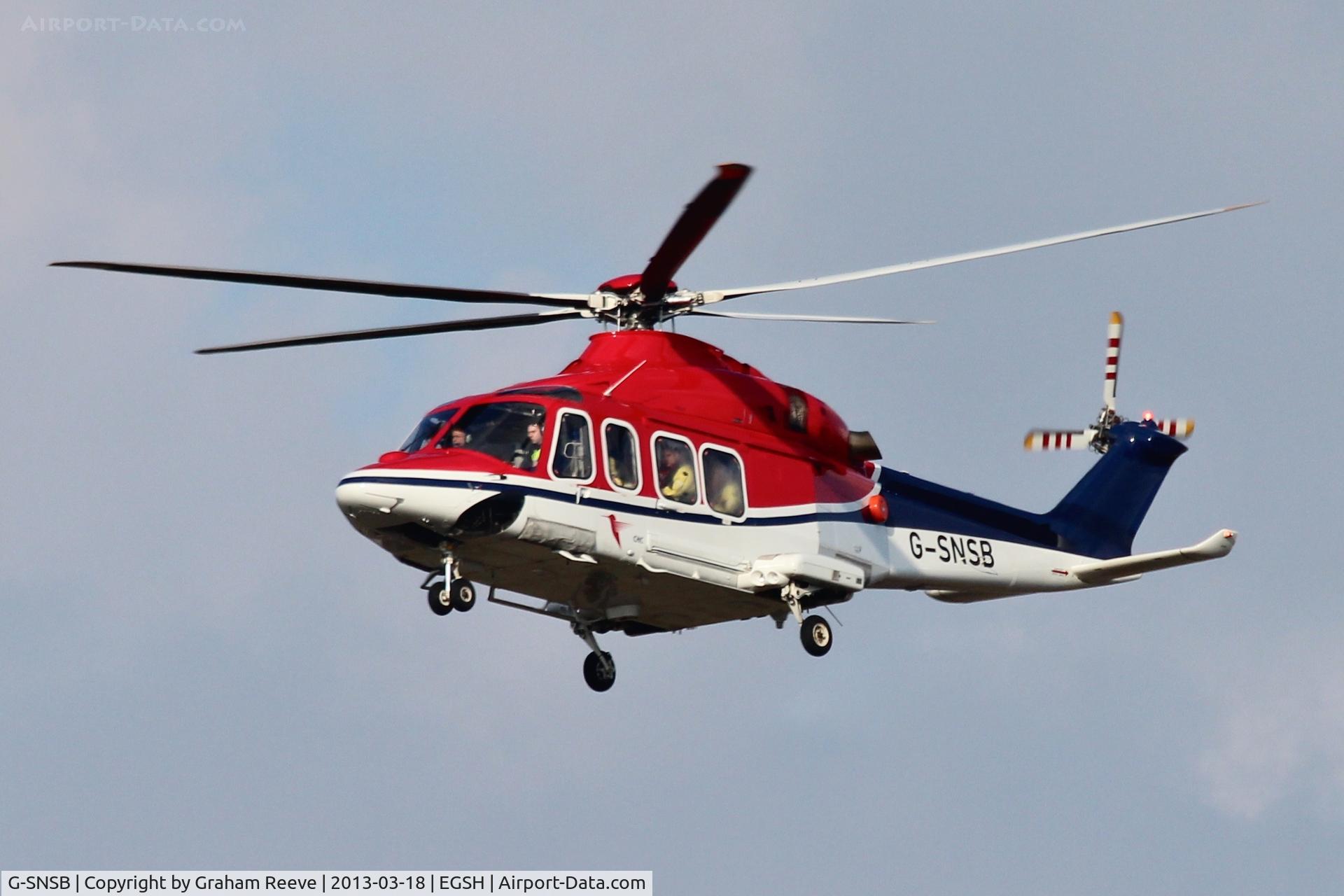 G-SNSB, 2010 AgustaWestland AW-139 C/N 31295, Coming into land.