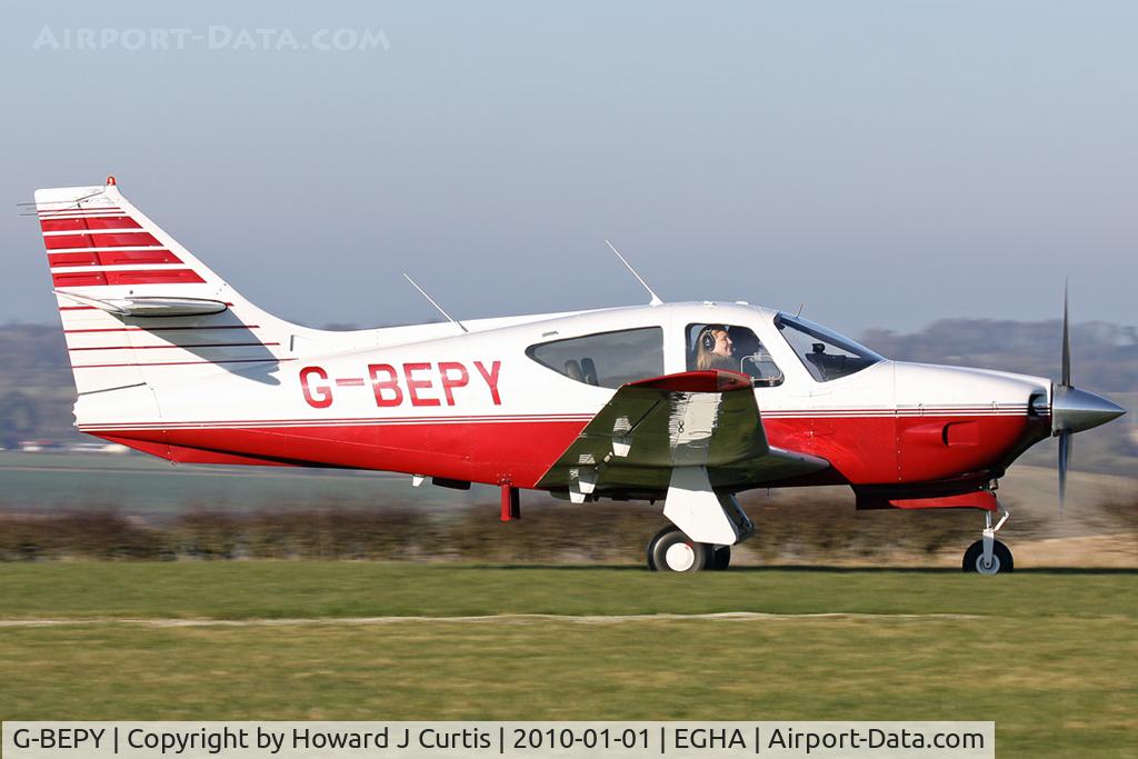 G-BEPY, 1977 Rockwell Commander 112B C/N 524, At the New Year's Day Fly-In. Privately owned.